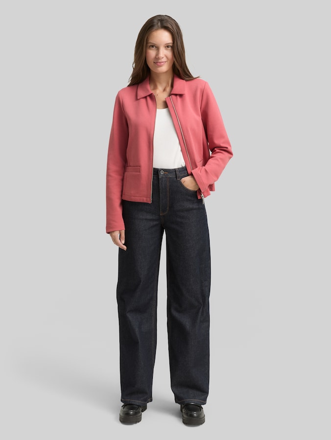 Veste coupe classique avec fermeture éclair par Women, cozy pink