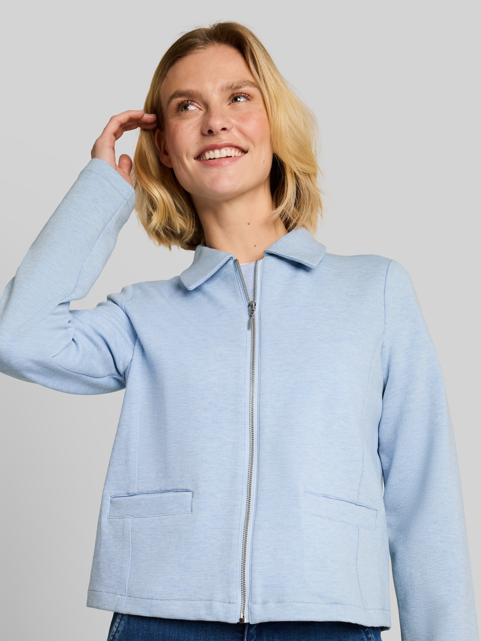 Regular Fit Jacke mit Reißverschluss - kentucky blue melange