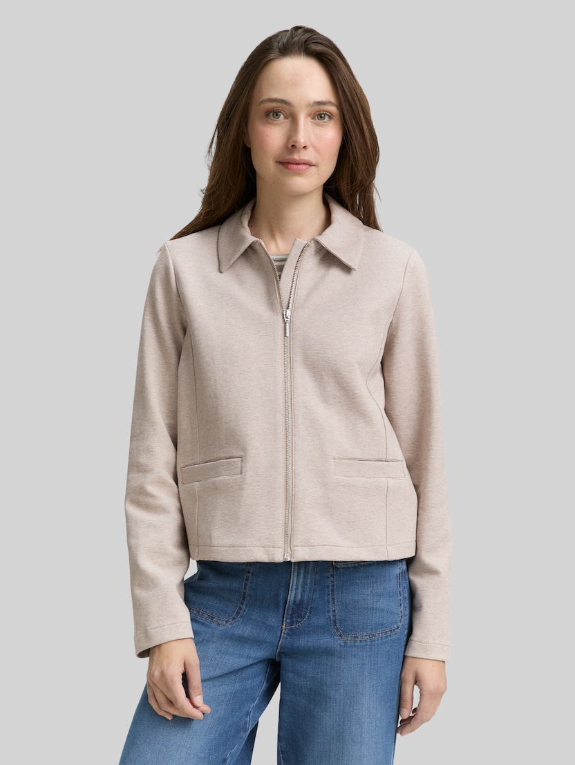 Regular Fit Jacke mit Reißverschluss von Women, soft taupe melange