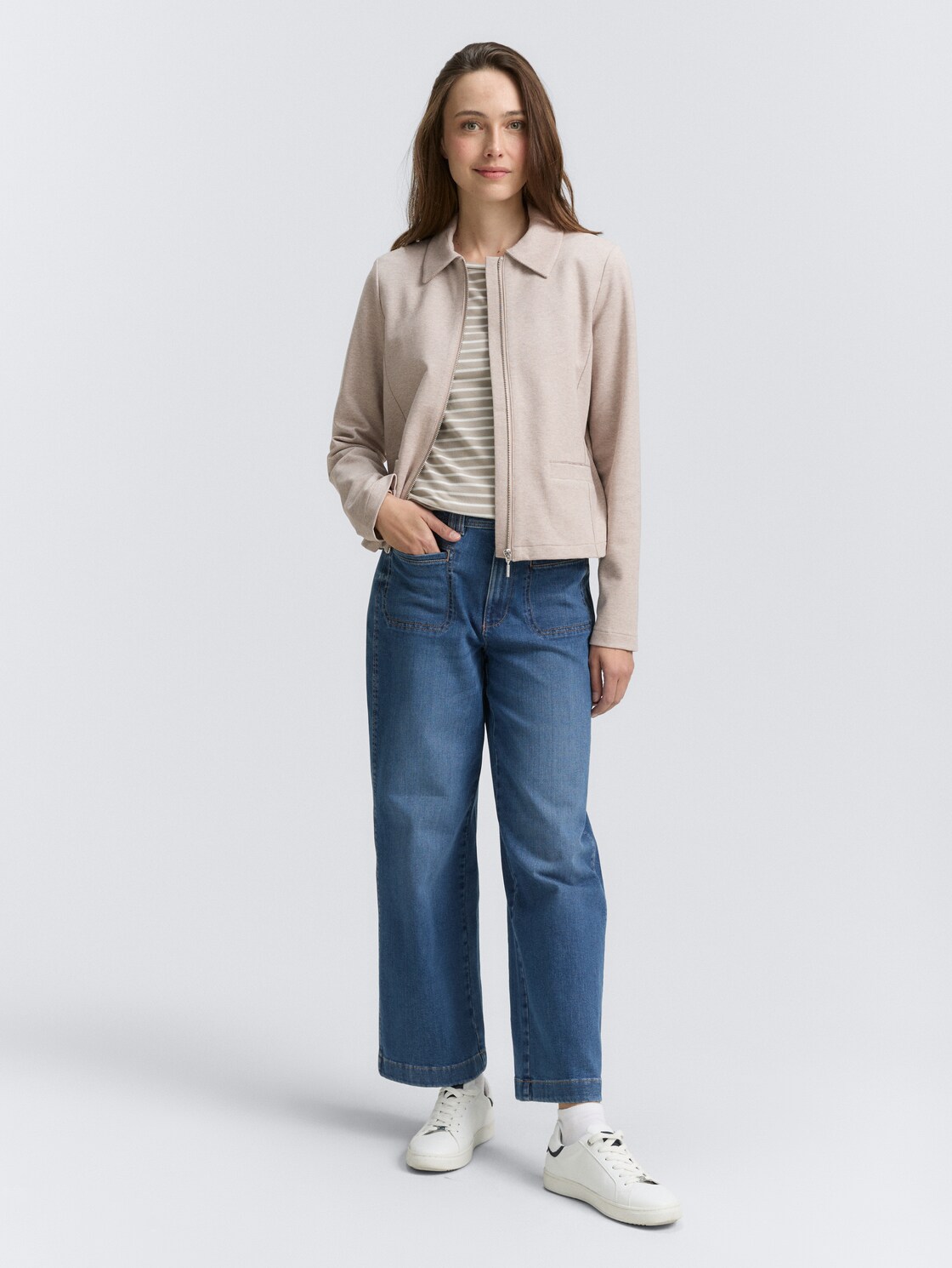 Regular Fit Jacke mit Reißverschluss - soft taupe melange