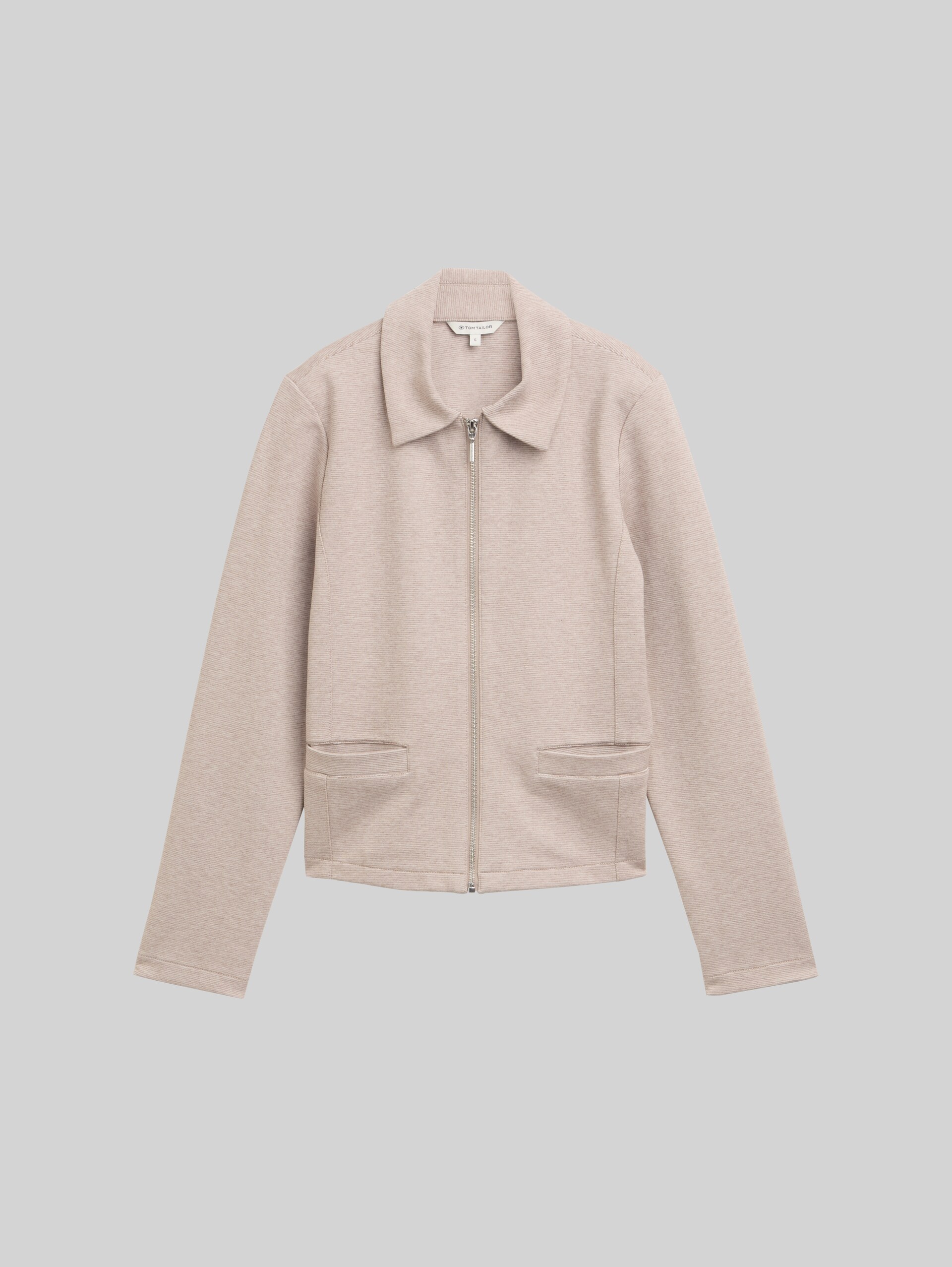 Regular-fit jacket with zip - soft taupe melange