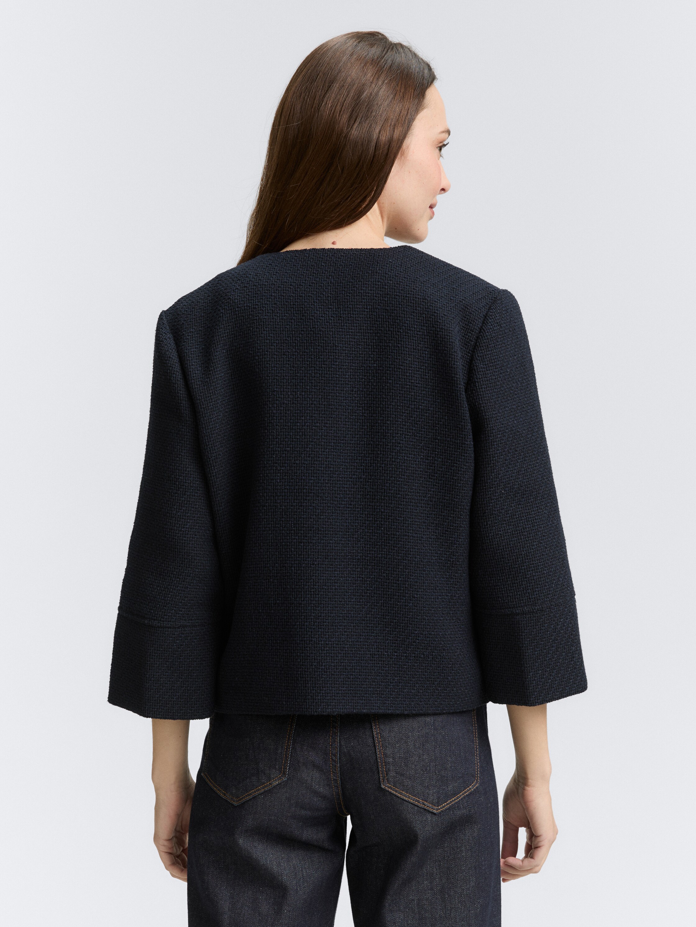 Regular Fit Bouclé Jacke - navy_boucle_structure - 