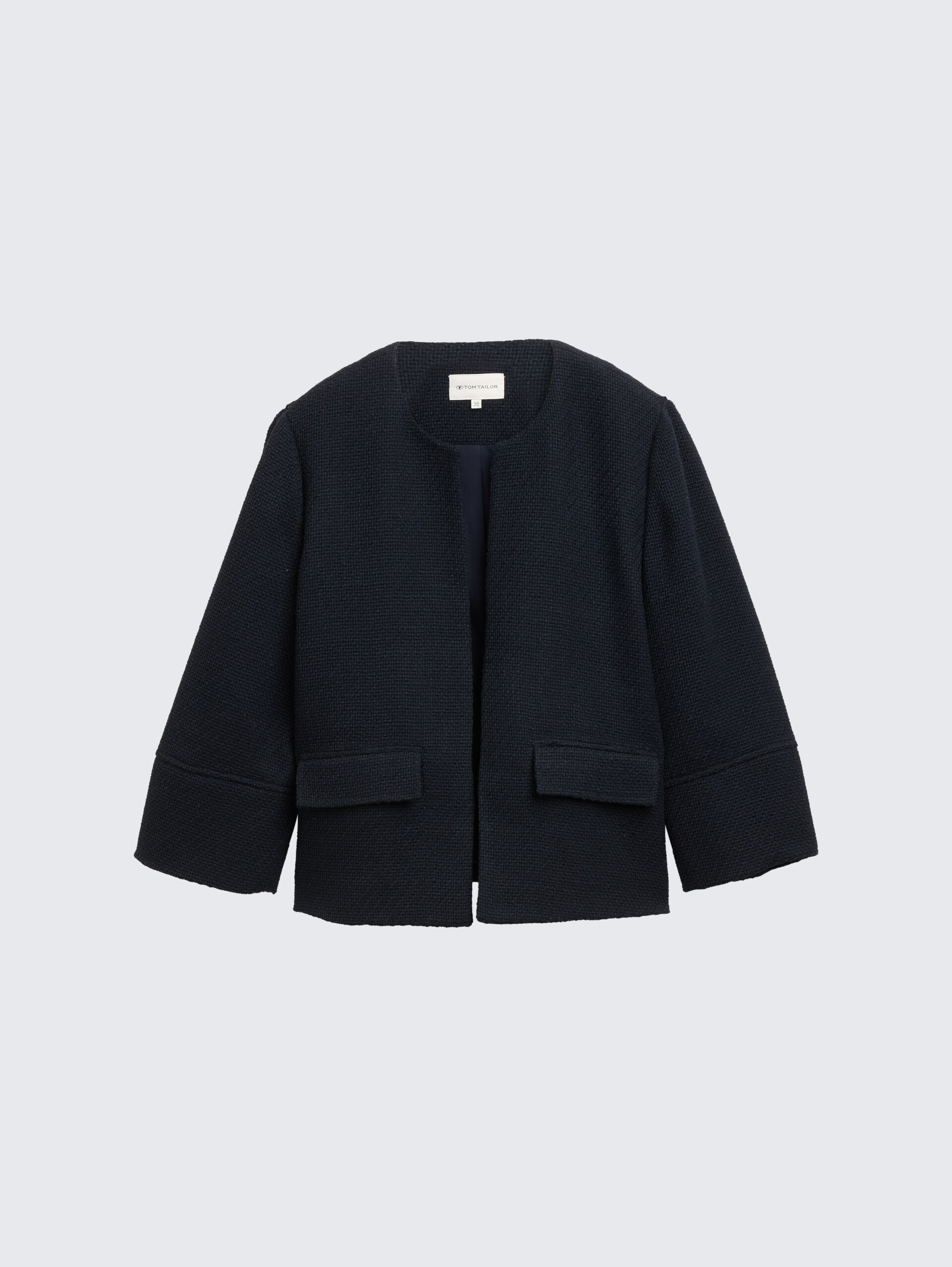 Regular Fit Bouclé Jacke - navy boucle structure