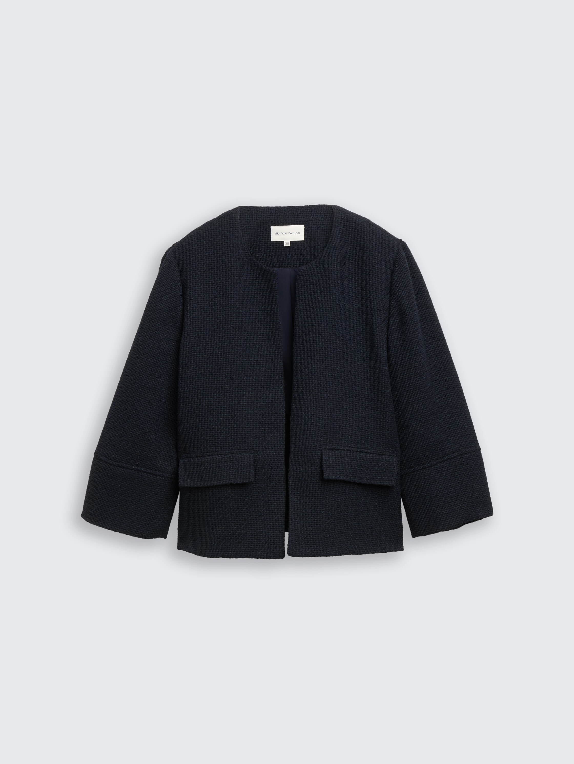 Regular Fit Bouclé Jacke - navy_boucle_structure - 