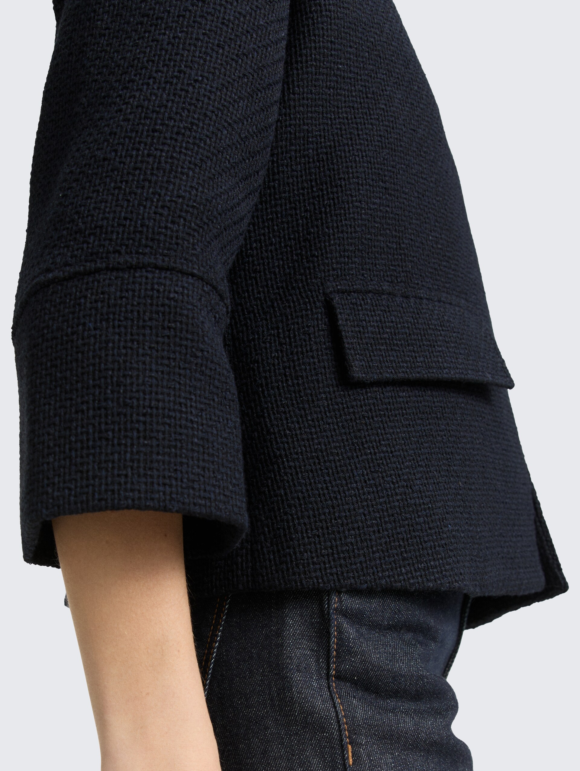 Regular Fit Bouclé Jacke - navy boucle structure