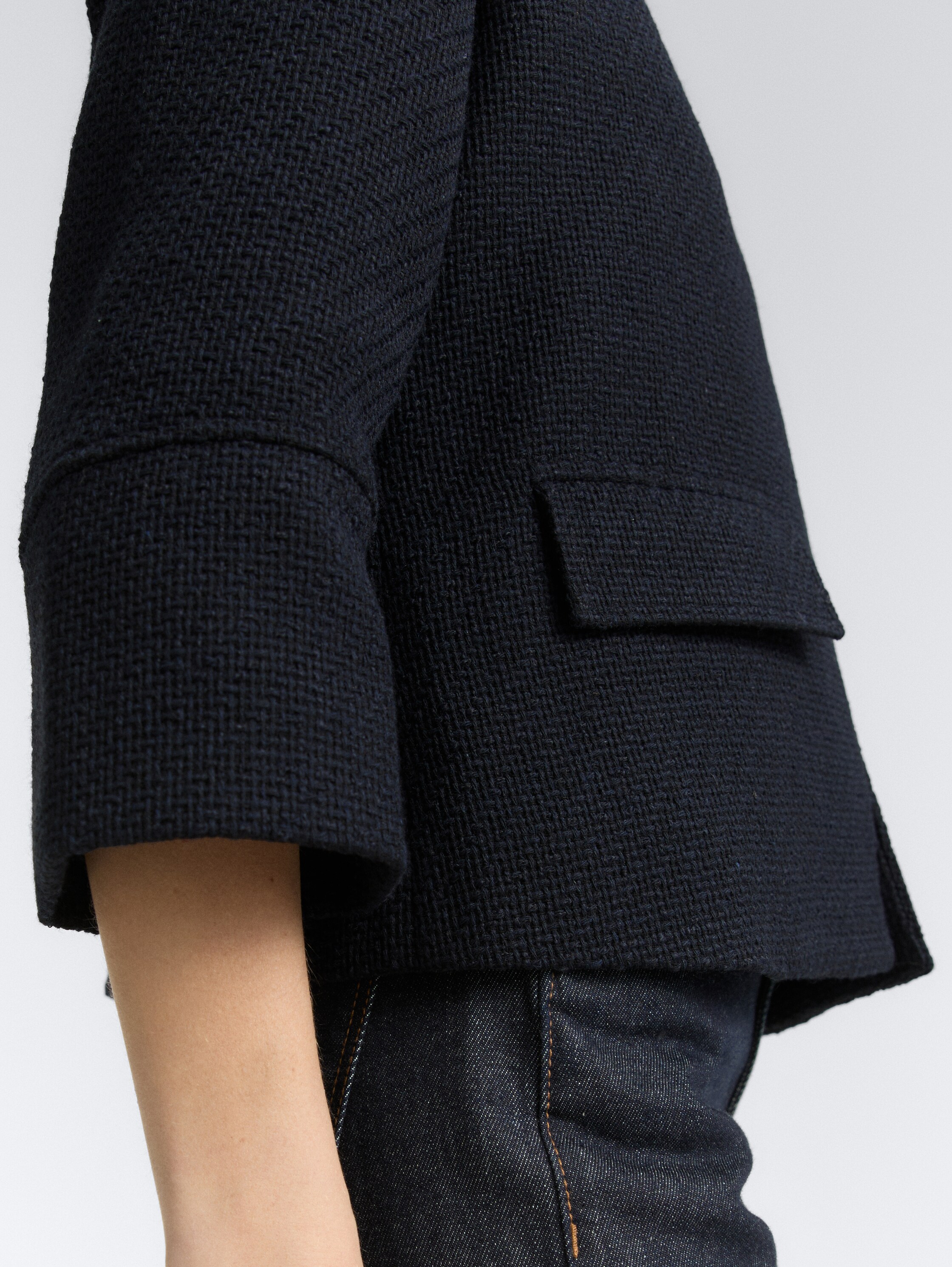 Regular Fit Bouclé Jacke - navy_boucle_structure - 