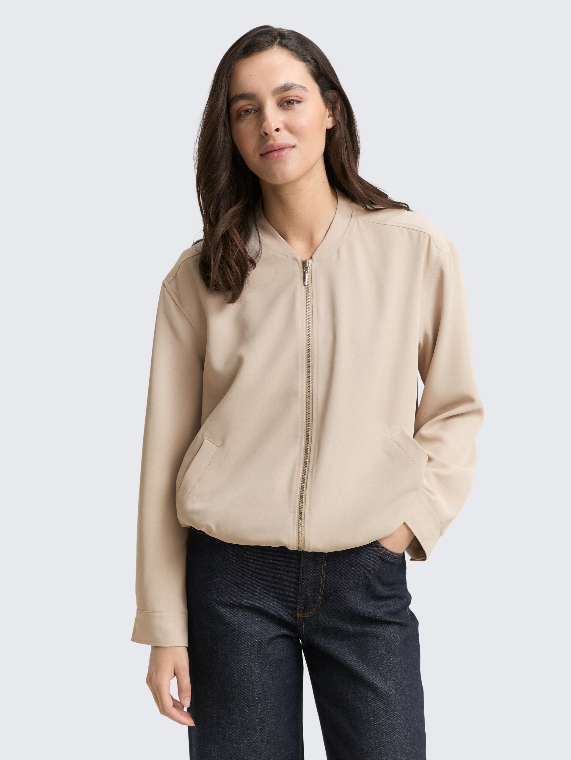 Loose Fit Blouson Jacke - soft taupe grey