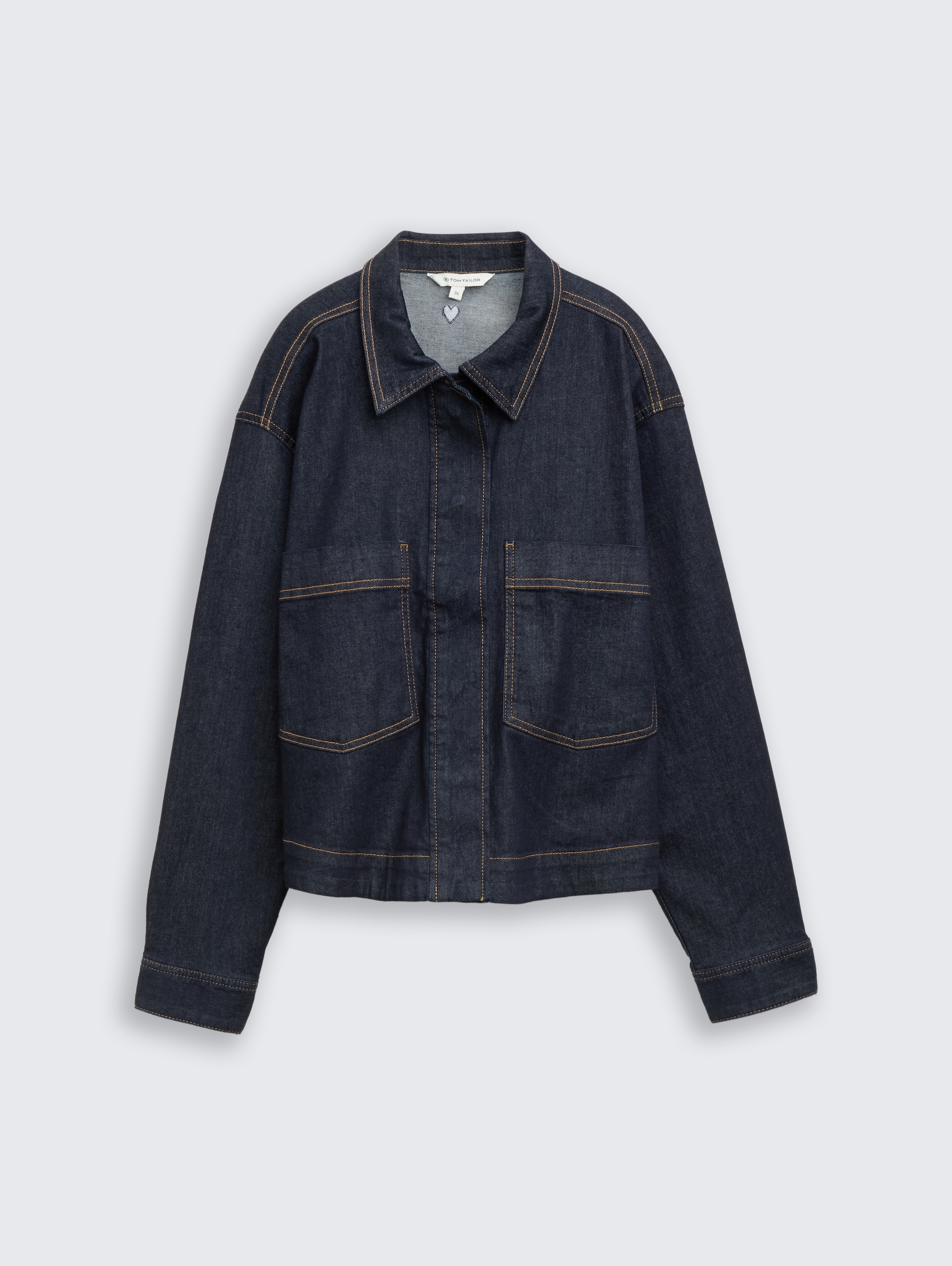 Oversize Jeansjacke mit Brusttaschen - deep blue denim