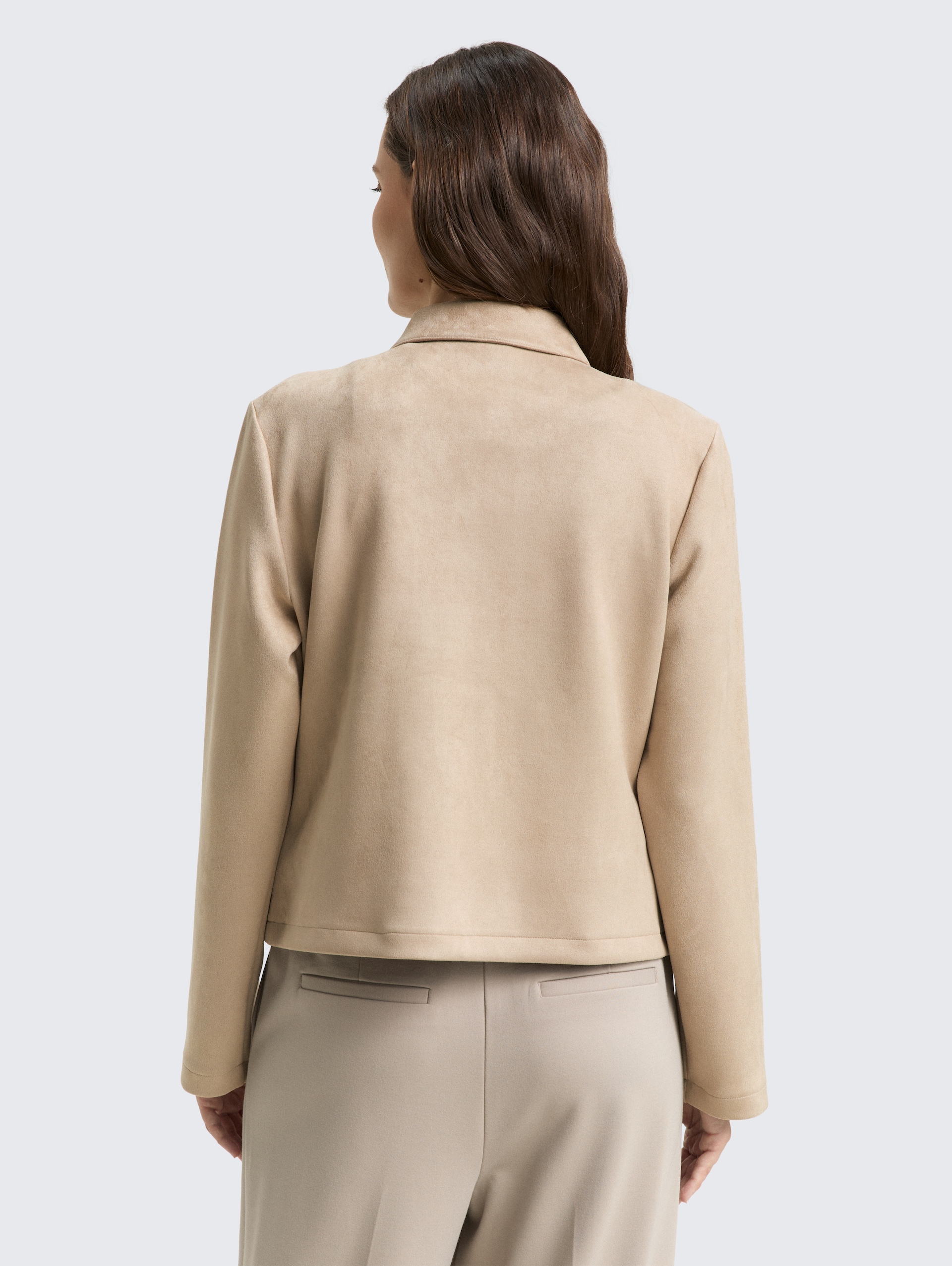 Regular Fit Jacke in Wildleder-Optik - soft taupe grey