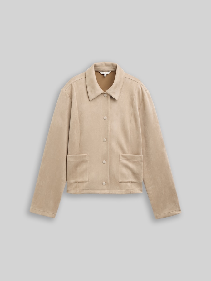 Regular Fit Jacke in Wildleder-Optik von Women, soft taupe grey