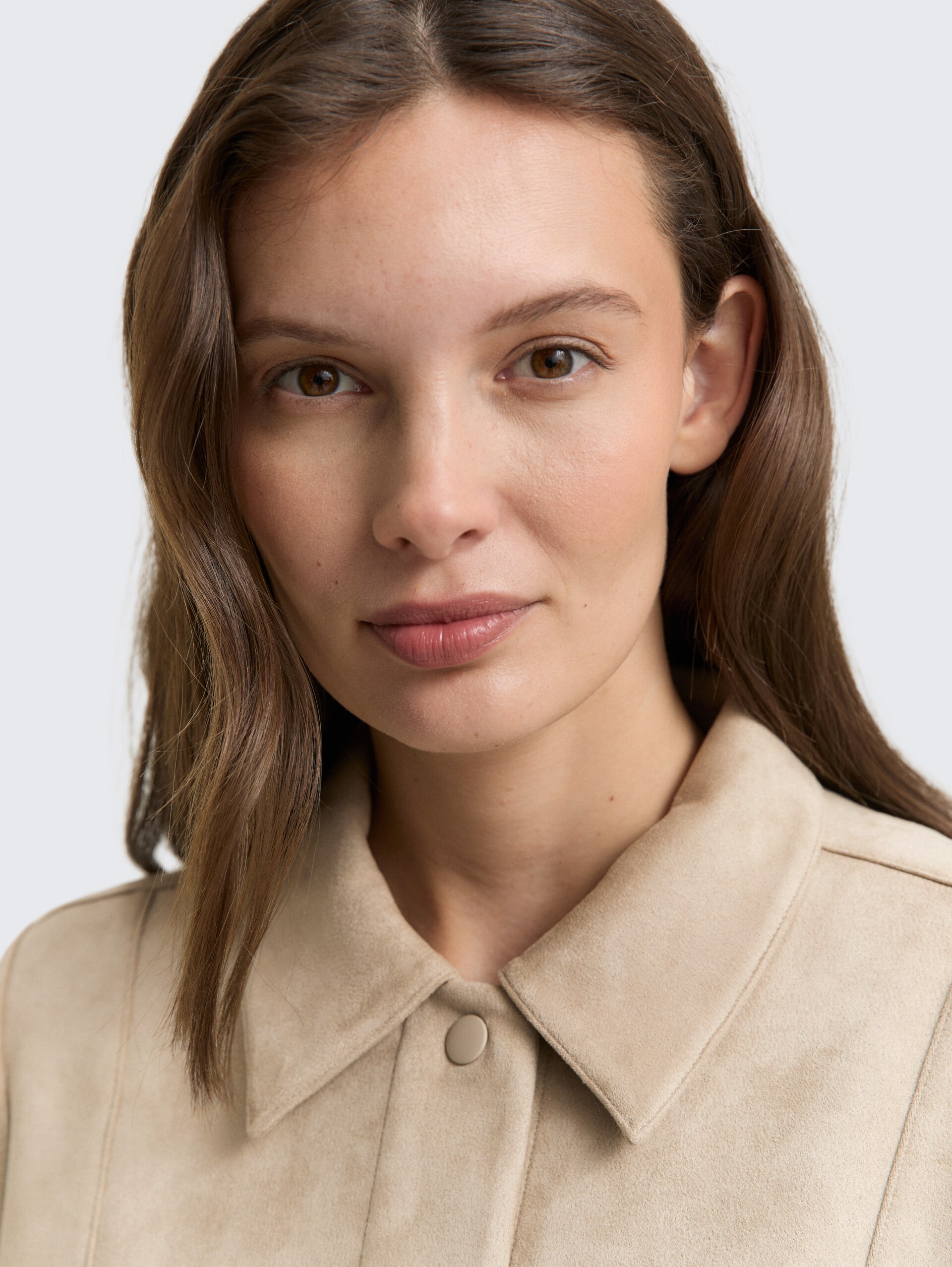 Regular Fit Jacke in Wildleder-Optik - soft taupe grey