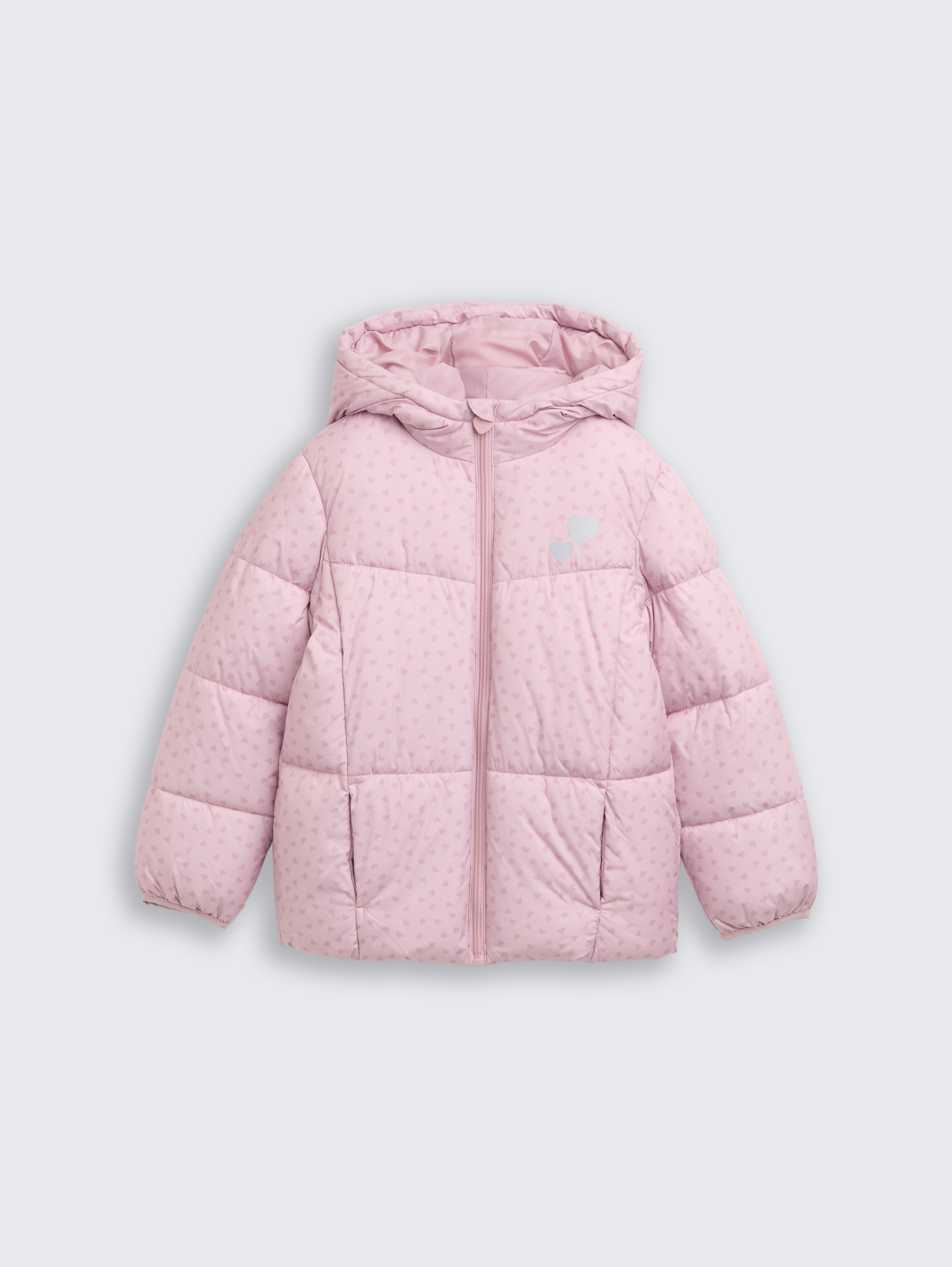 Puffer-Jacke mit Allover-Print von Mini Girls, lilac heart print