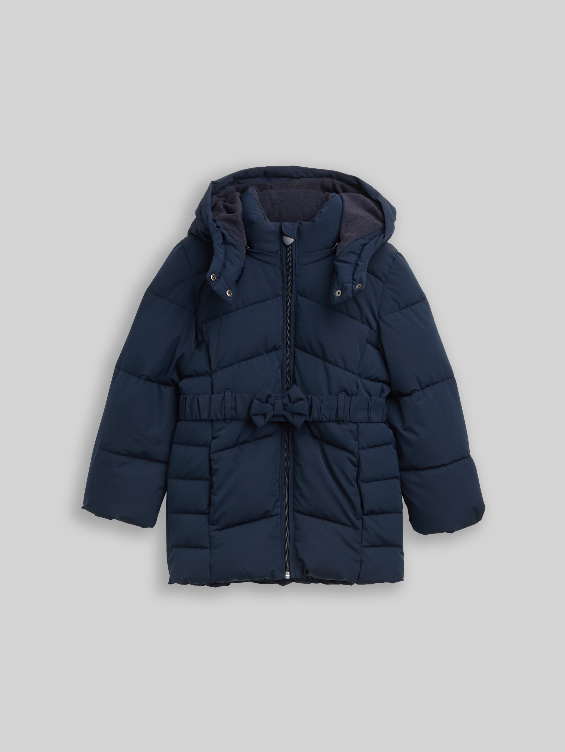 Puffer coat with belt - sky captain blue - Front product view