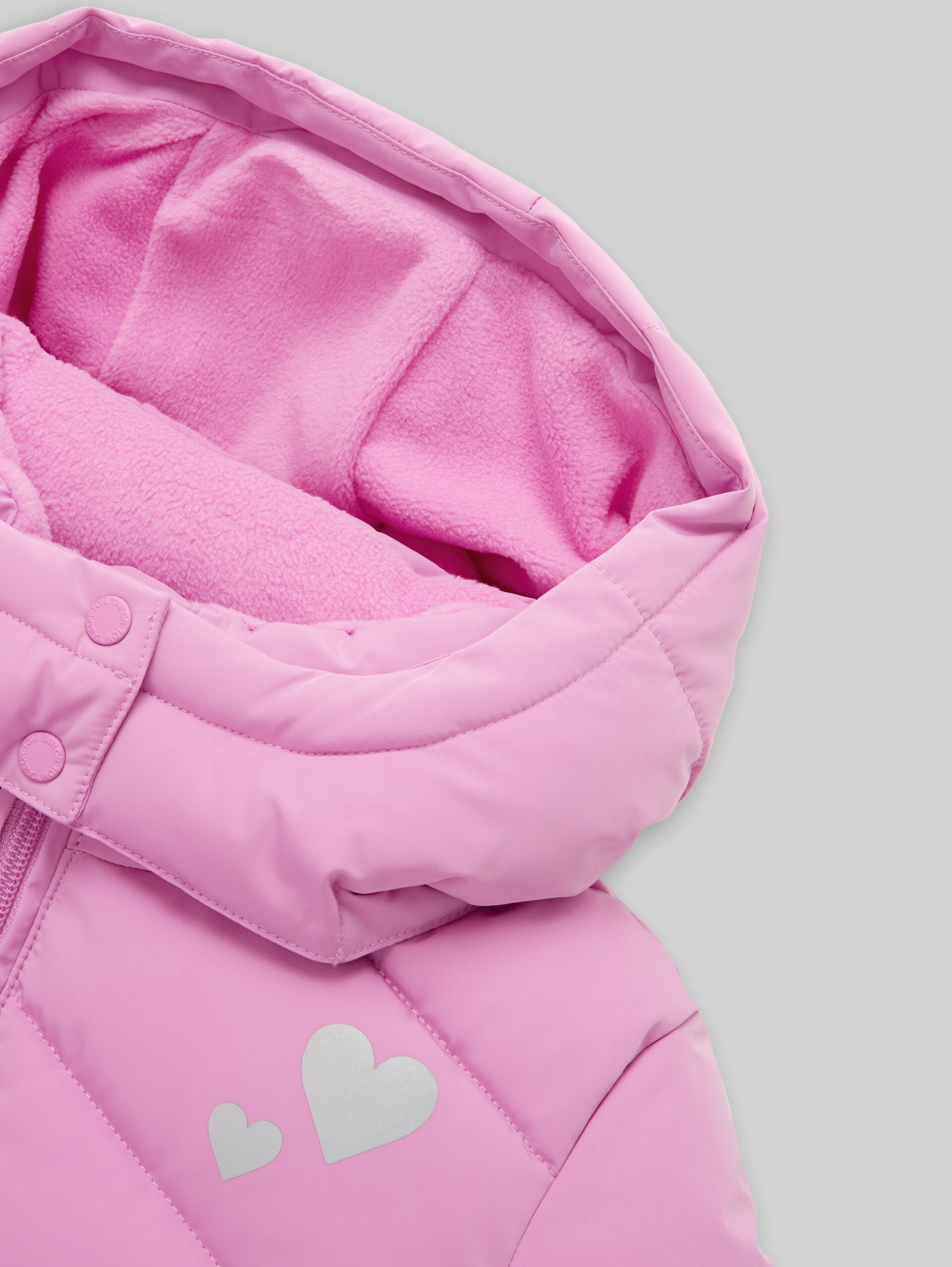 Puffer-Mantel mit Gürtel - flashy mauve - Detail-Model-Ansicht