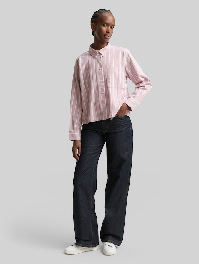 Chemise ample à rayures par Denim Female, dusty rose white stripe