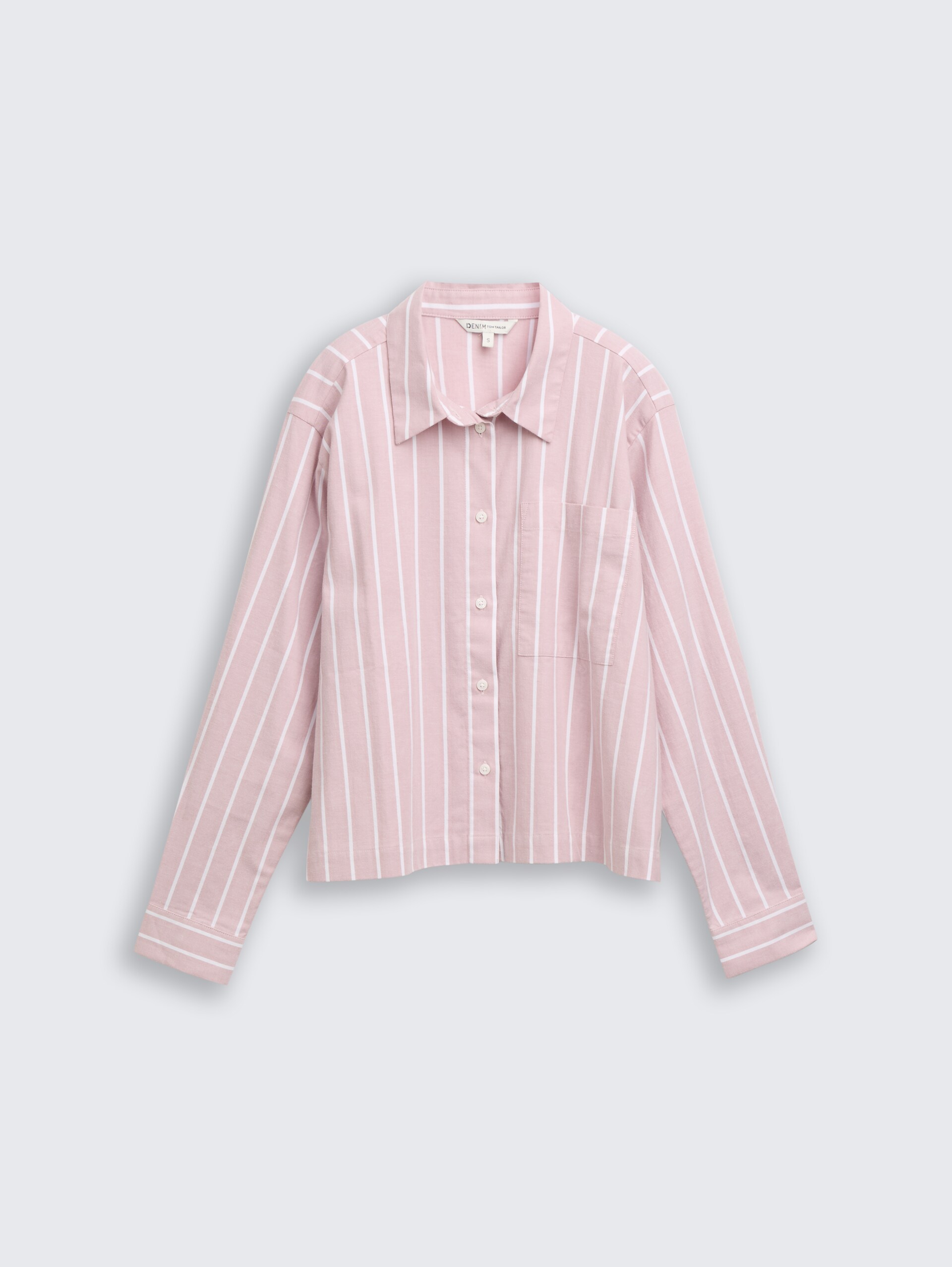 Boxy Fit overhemdblouse met streepjesmotief - dusty rose white stripe - Product vooraanzicht