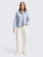Chemise ample à rayures - dusty blue white stripe - Vue de face du modèle