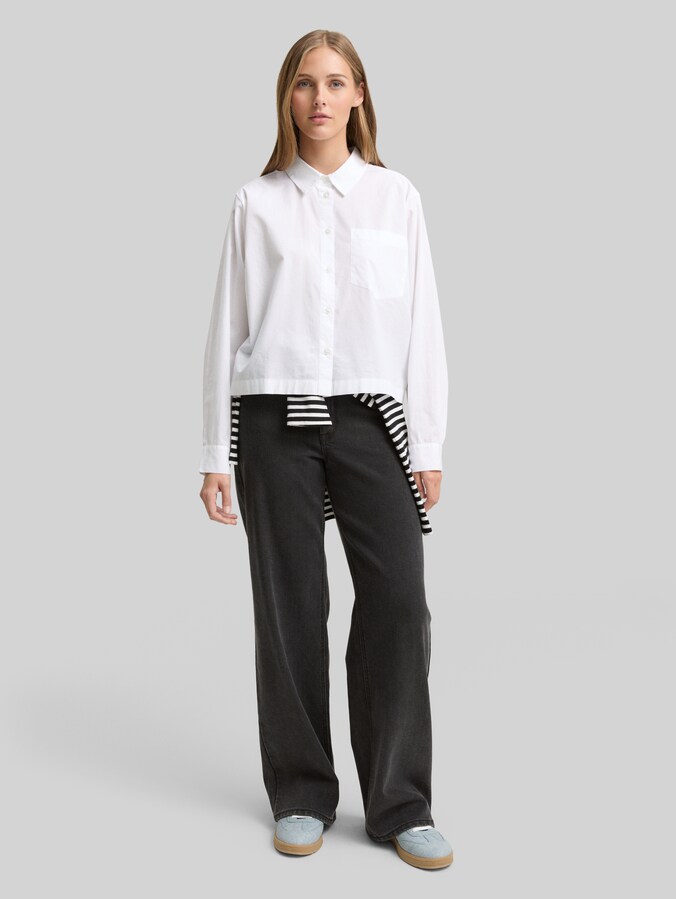 Chemise boxy fit avec poche poitrine par Denim Female, White