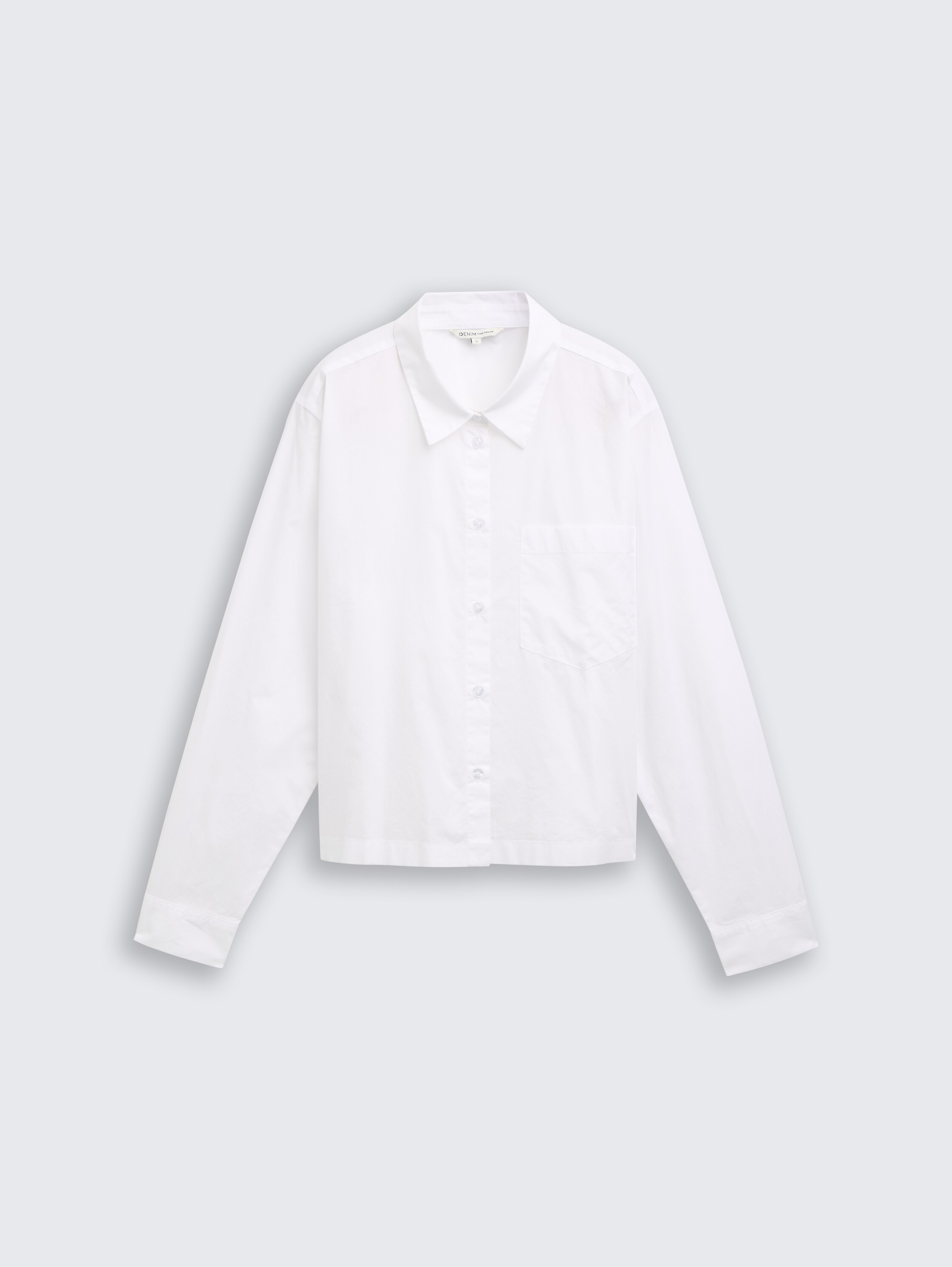 Boxy Fit Hemdbluse mit Brusttasche - White - Vorder-Produkt-Ansicht