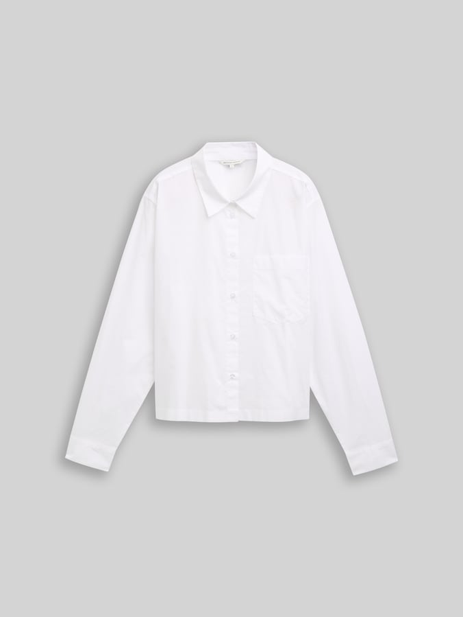 Boxy fit overhemdblouse met borstzak door Denim Female, White
