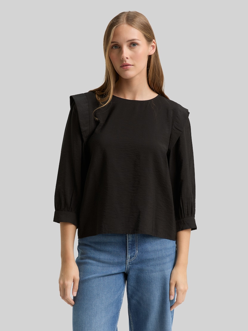 Losvallende blouse door Denim Female, deep black