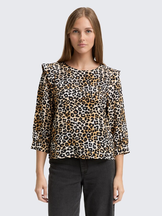 Loose Fit Blouse door Denim Female, leo print