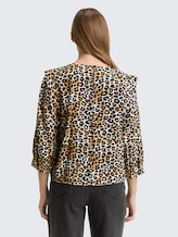 Losvallende blouse - leo print - Neklijn model-achteraanzicht