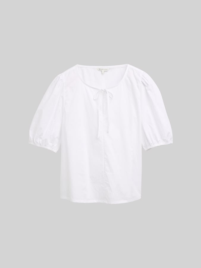 Popeline Bluse mit Schleifendetail von Denim Female, White