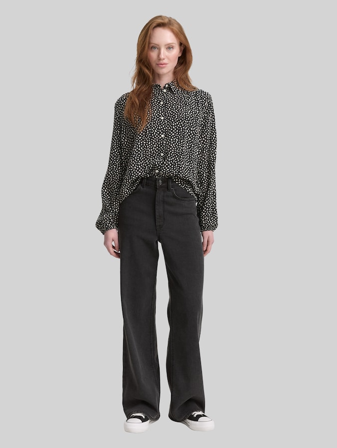 Hemdbluse mit Muster von Denim Female, black white dotted print
