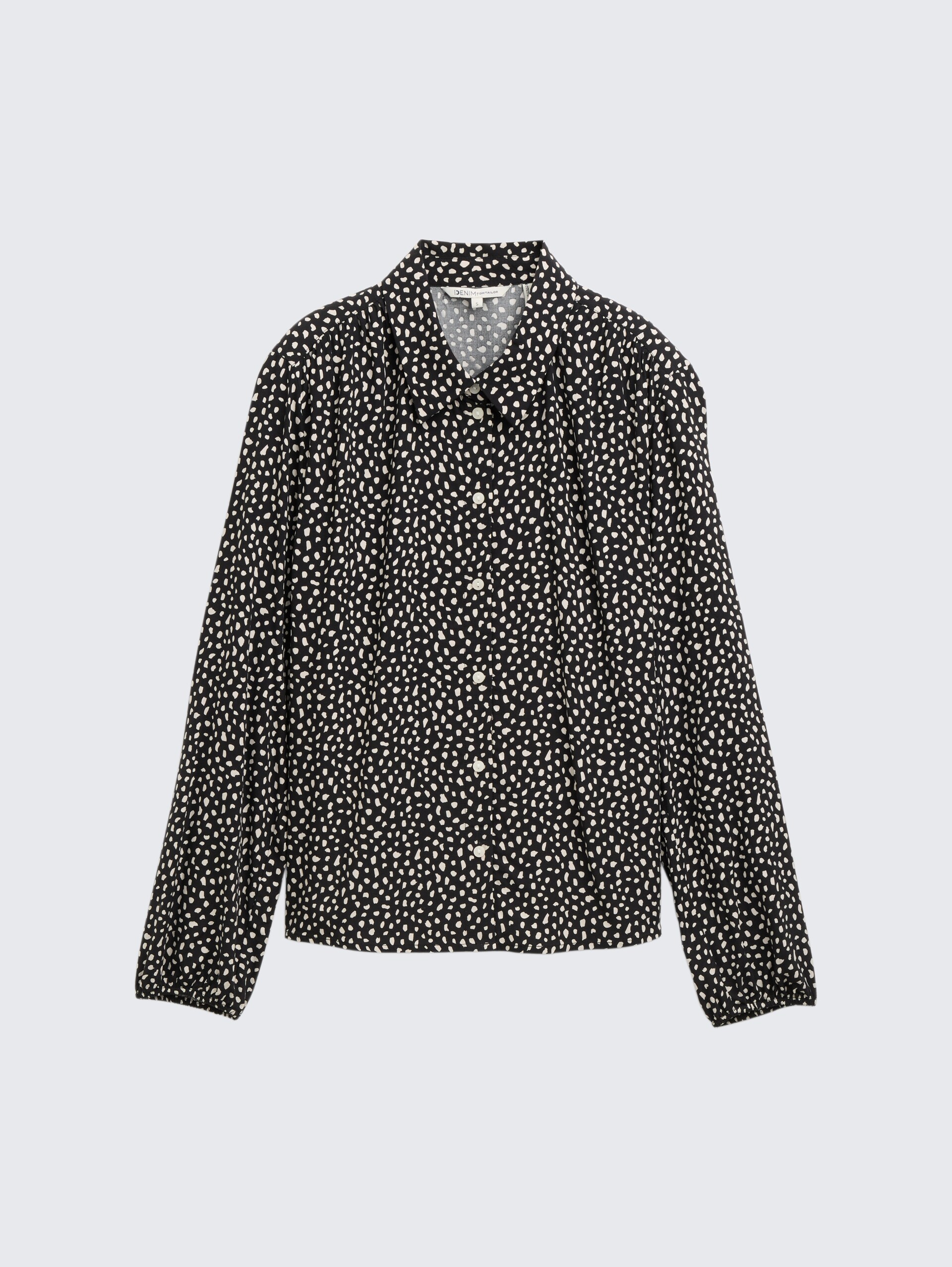 Hemdbluse mit Muster - black white dotted print - Vorder-Produkt-Ansicht