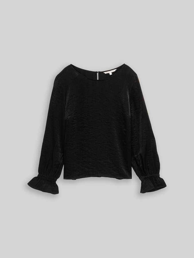 Loose Fit Bluse in Satin-Optik von Denim Female, deep black