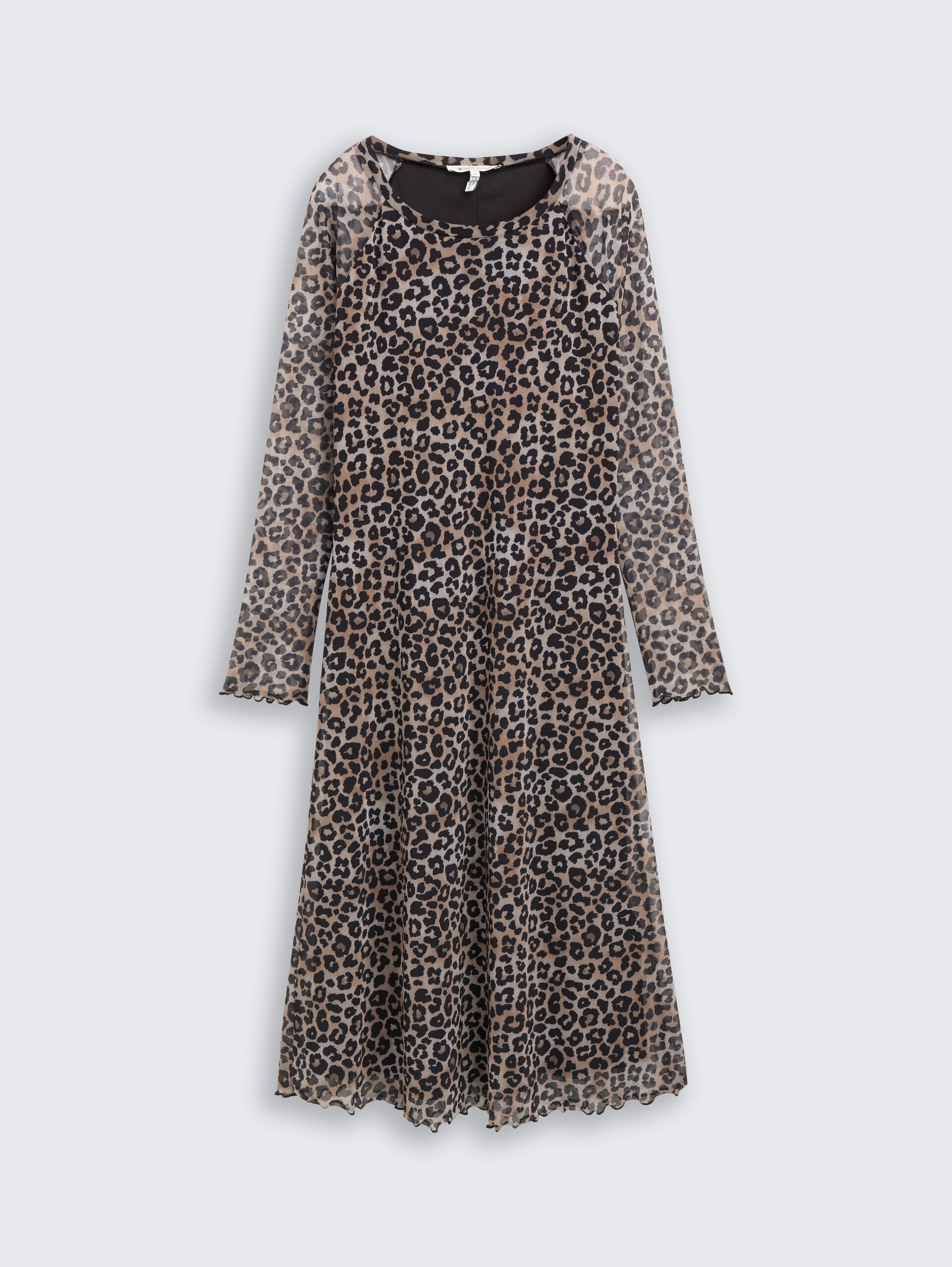 Mesh Midi-Kleid mit Muster - leo print - Vorder-Produkt-Ansicht