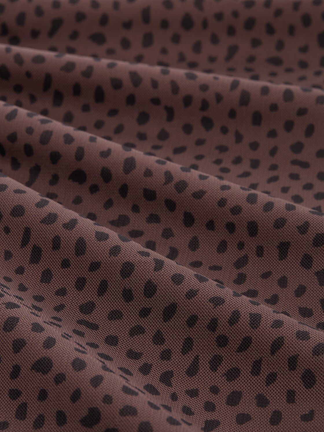 Mesh Midi-Kleid mit Muster - brown black dotted print - Material-Ansicht