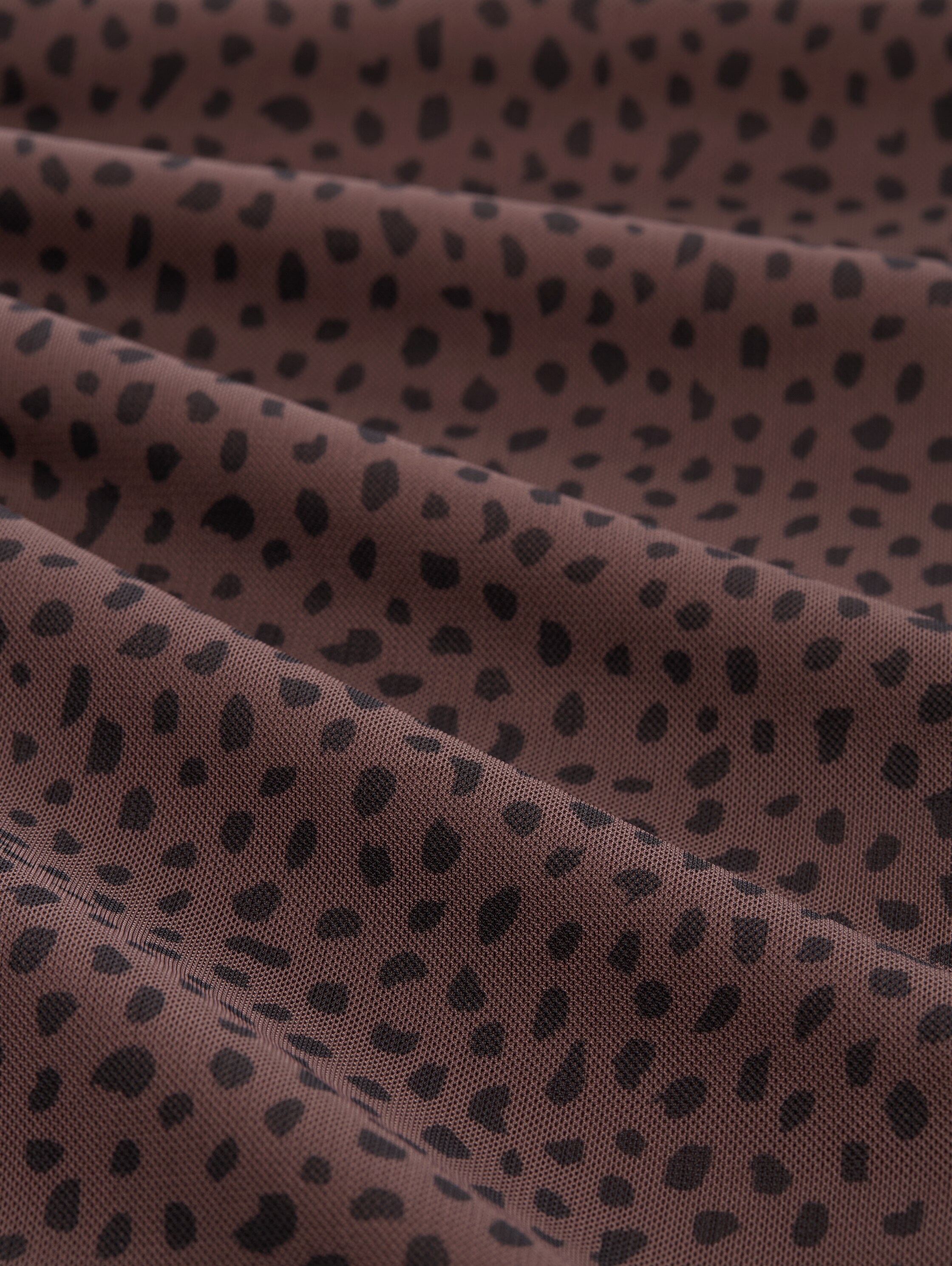 Mesh midi dress with pattern - brown_black_dotted_print - 
