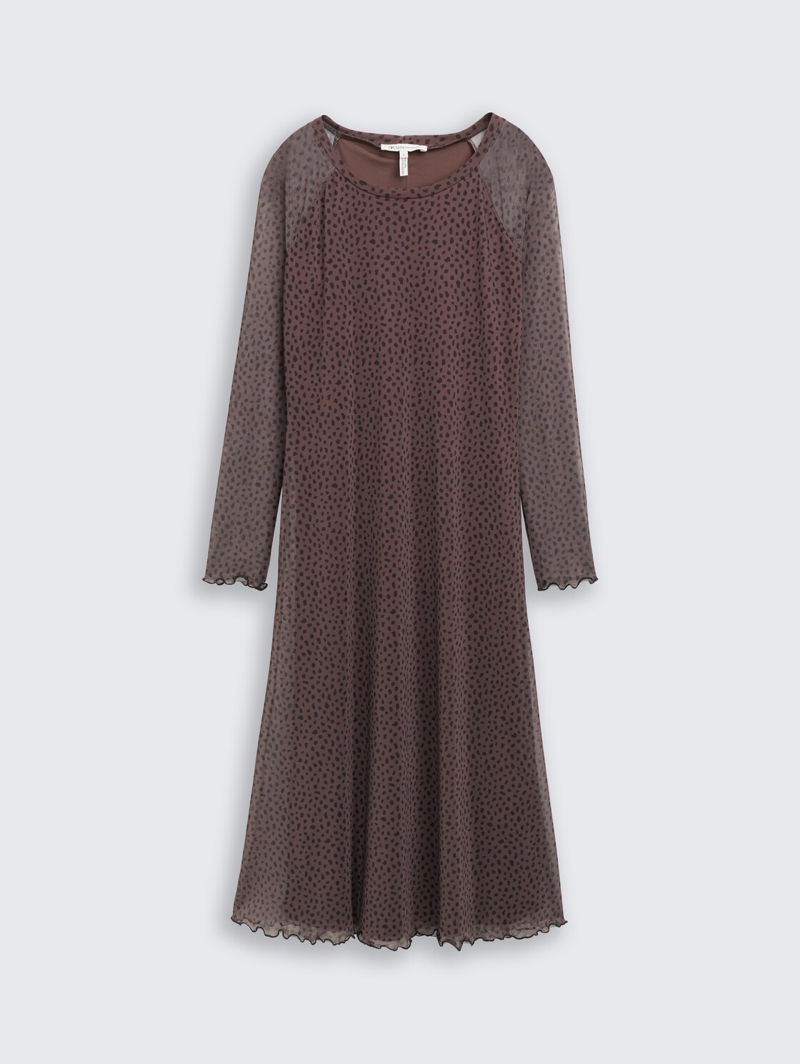 Mesh Midi-Kleid mit Muster - brown black dotted print - Vorder-Produkt-Ansicht