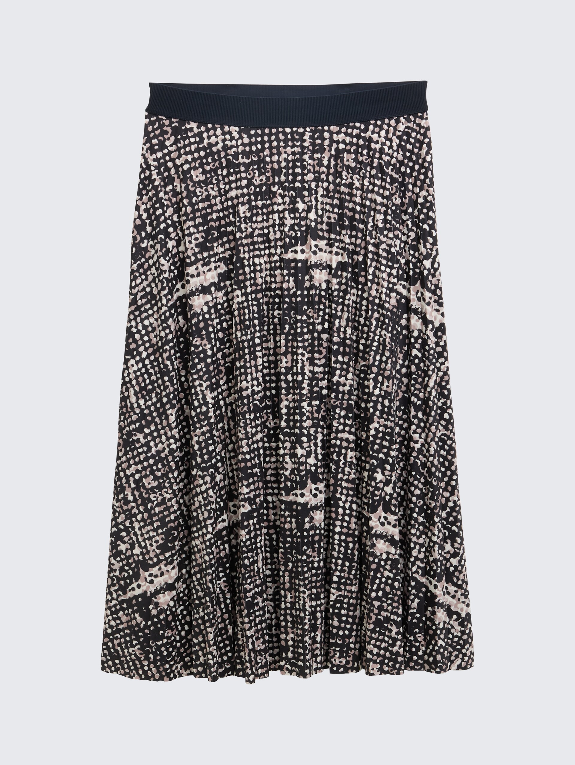 Plissee Midi-Rock - navy abstract dot design - Vorder-Produkt-Ansicht