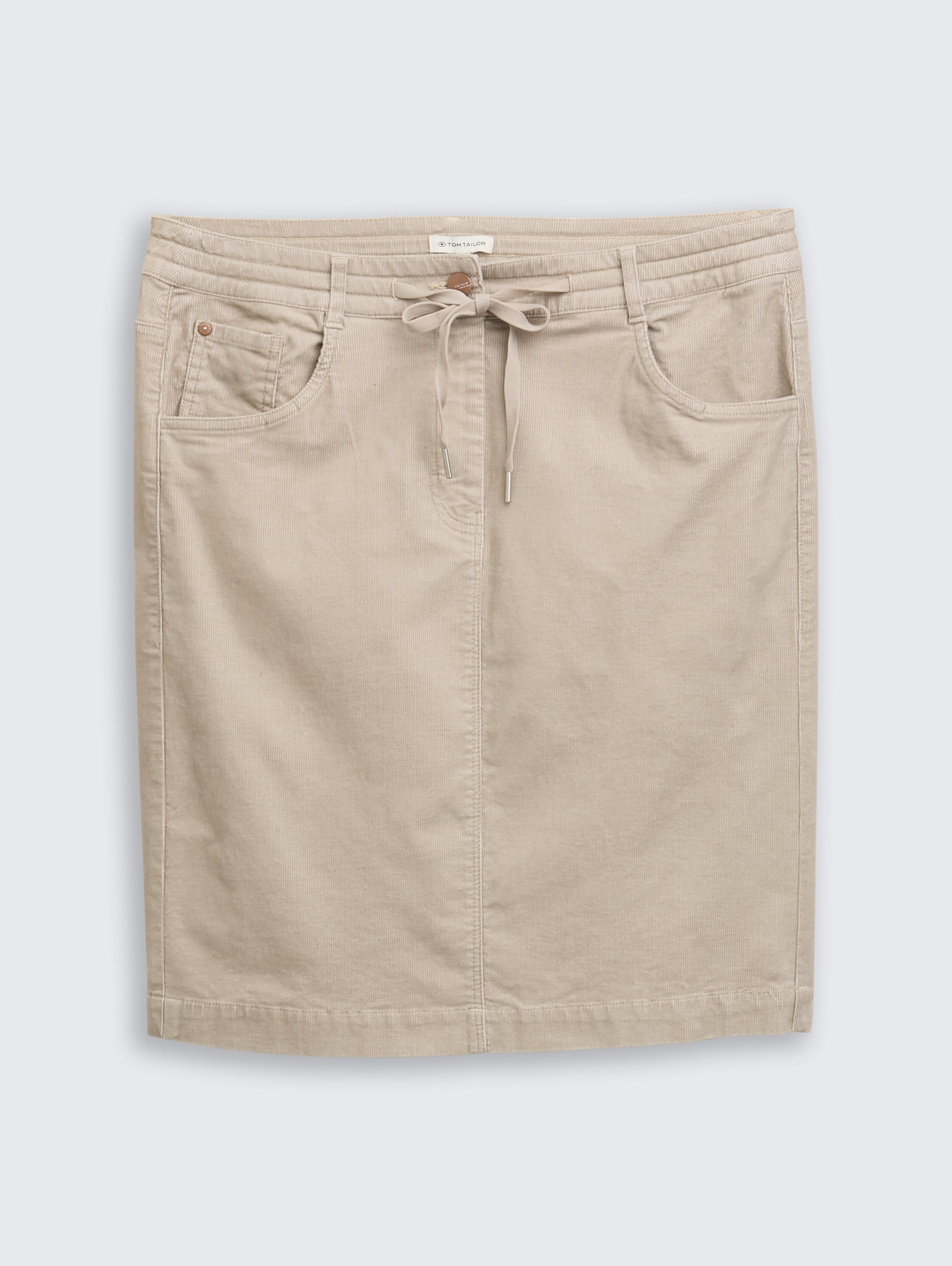 Corduroy skirt with drawstring - soft_taupe_grey - 