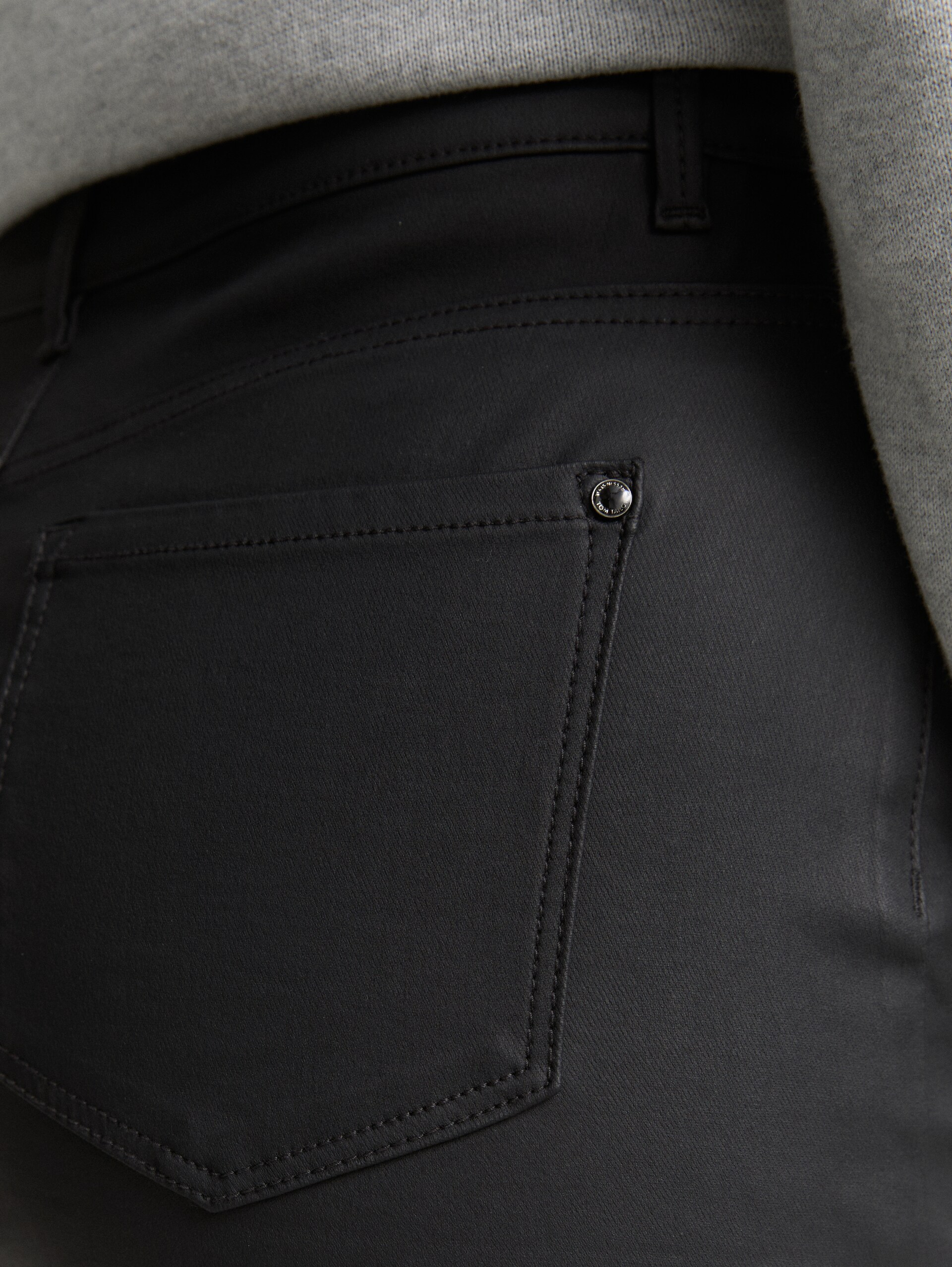 Coated denim skirt - coated black denim - Detail model view