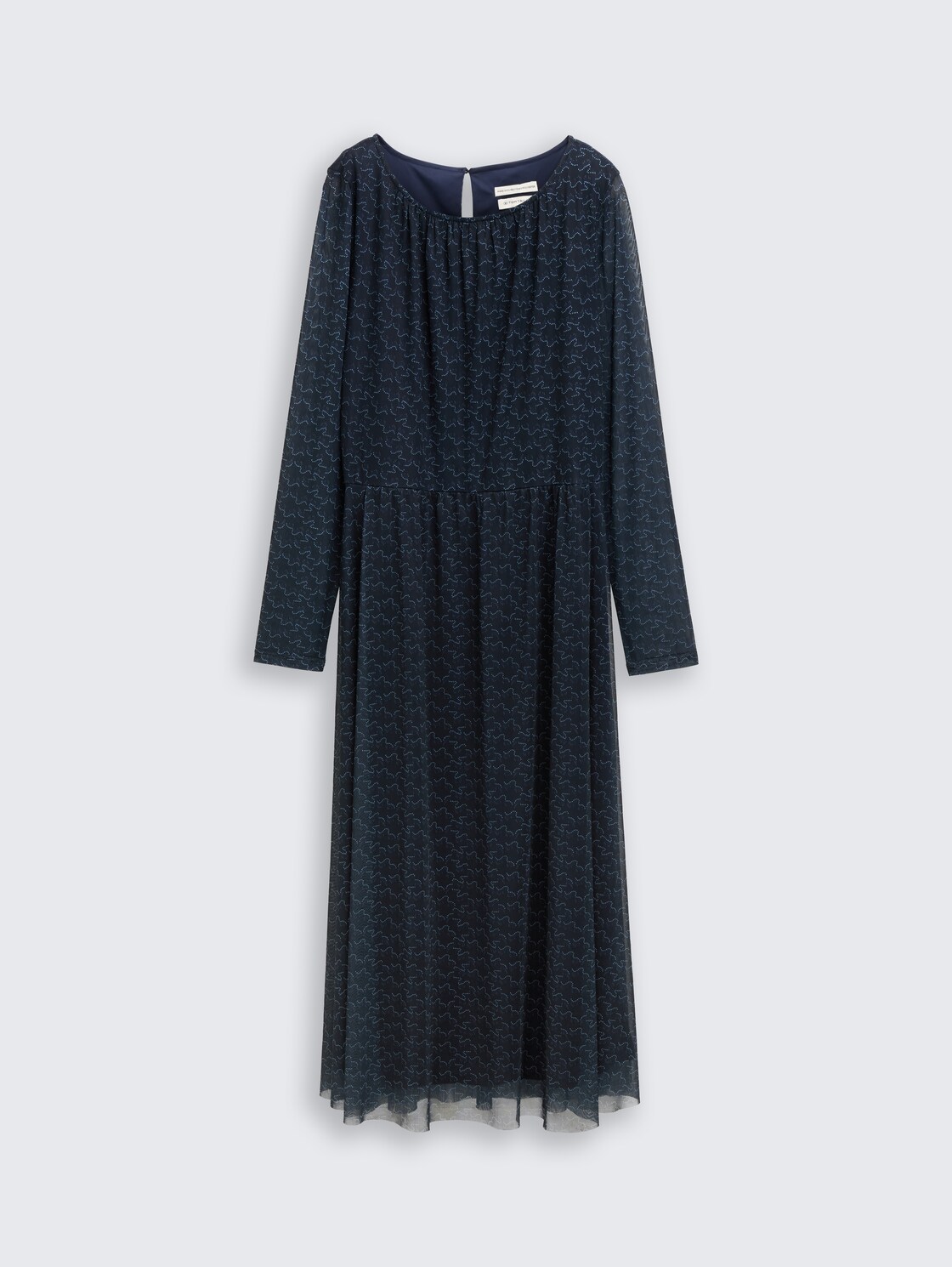 Midi-Meshkleid mit Muster - small blue wave print - Vorder-Produkt-Ansicht