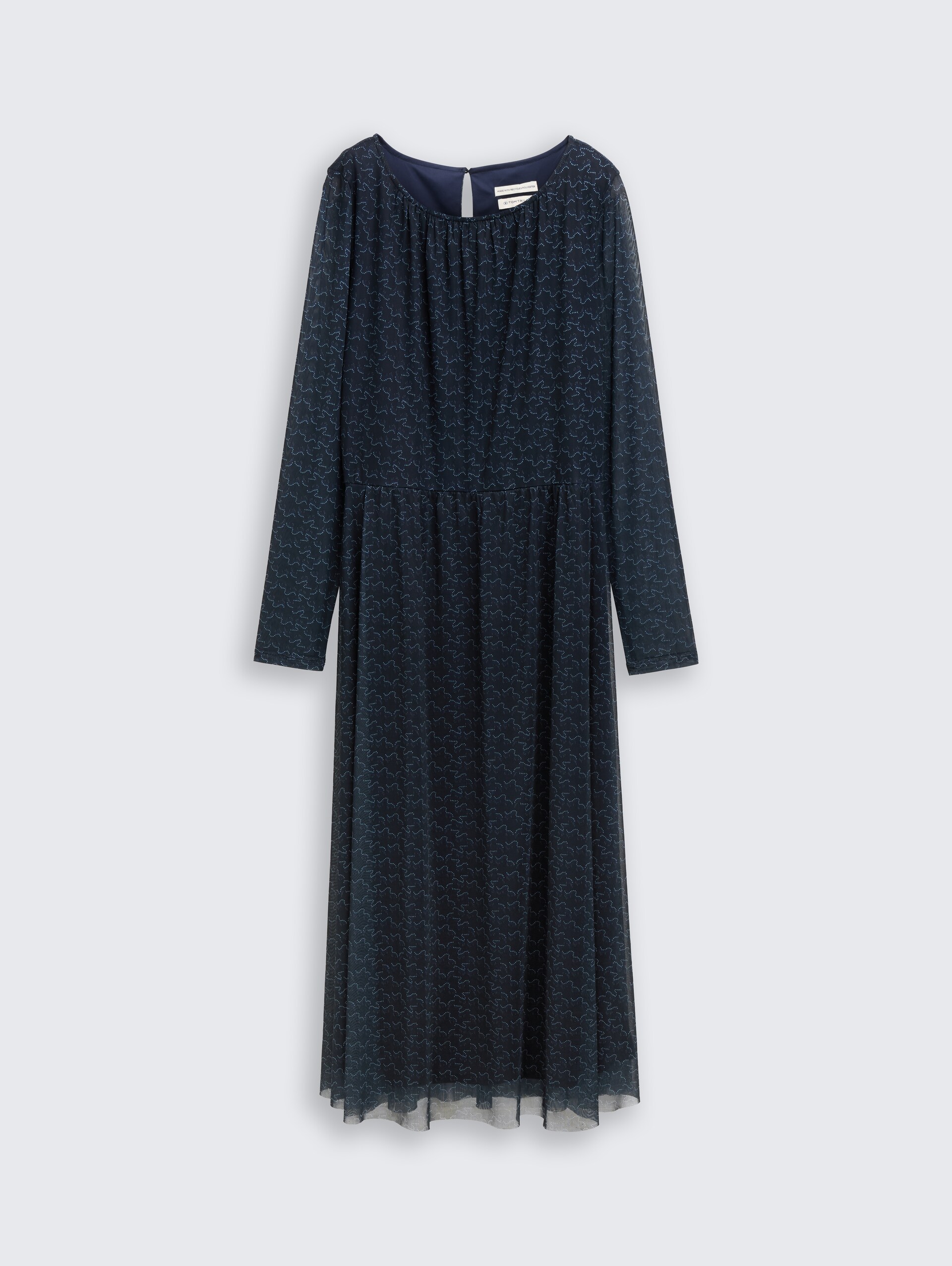 Midi-Meshkleid mit Muster - small blue wave print - Vorder-Produkt-Ansicht