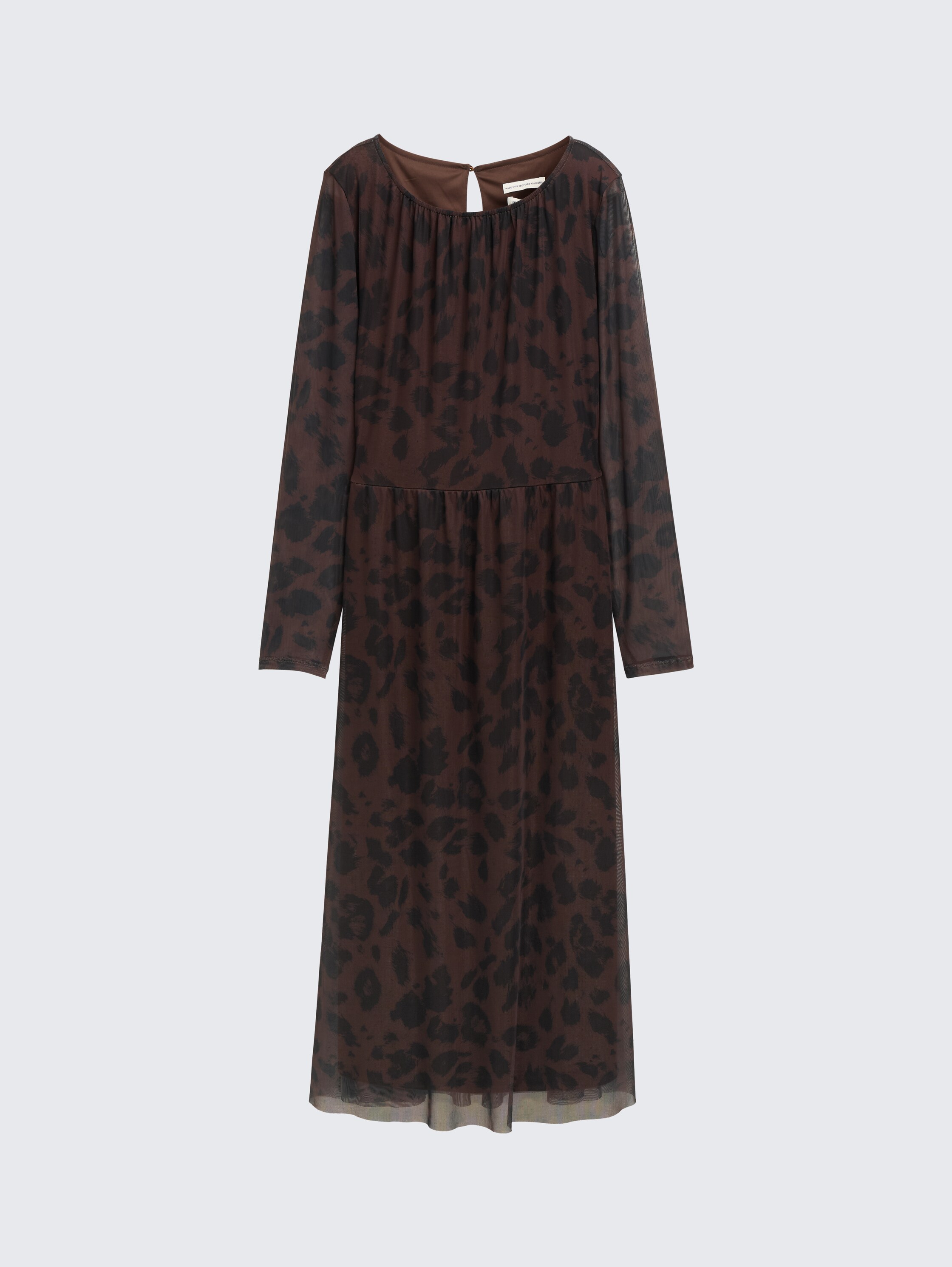 Midi-Meshkleid mit Muster - brown black big leo print - Vorder-Produkt-Ansicht