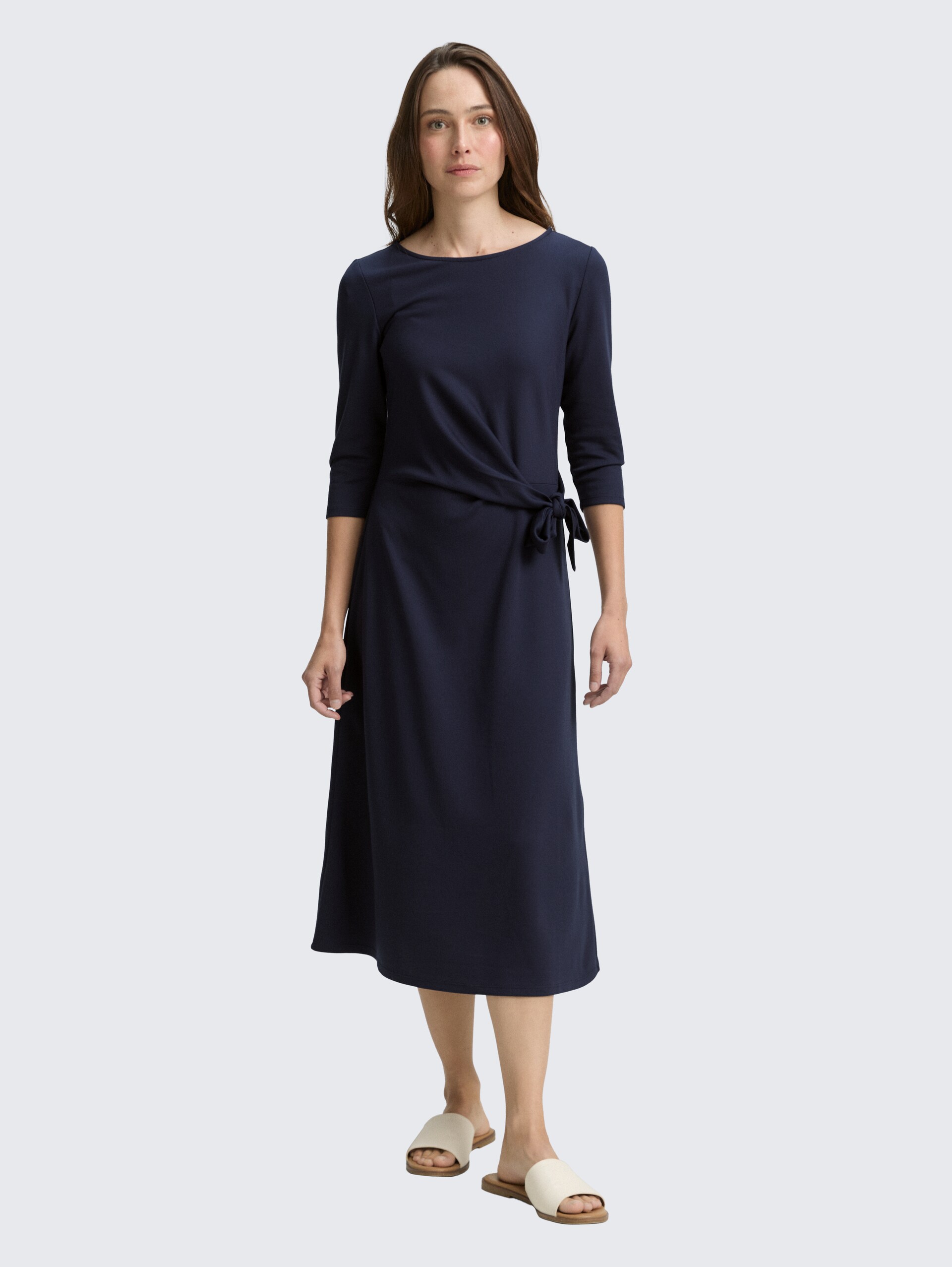Jersey midi dress with knot detail in blue by Tom Tailor