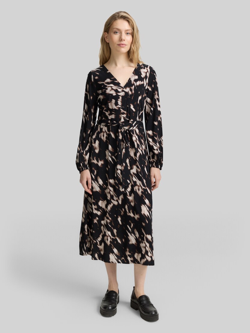 Midi-Wickelkleid mit Muster von Women, blurry animal design
