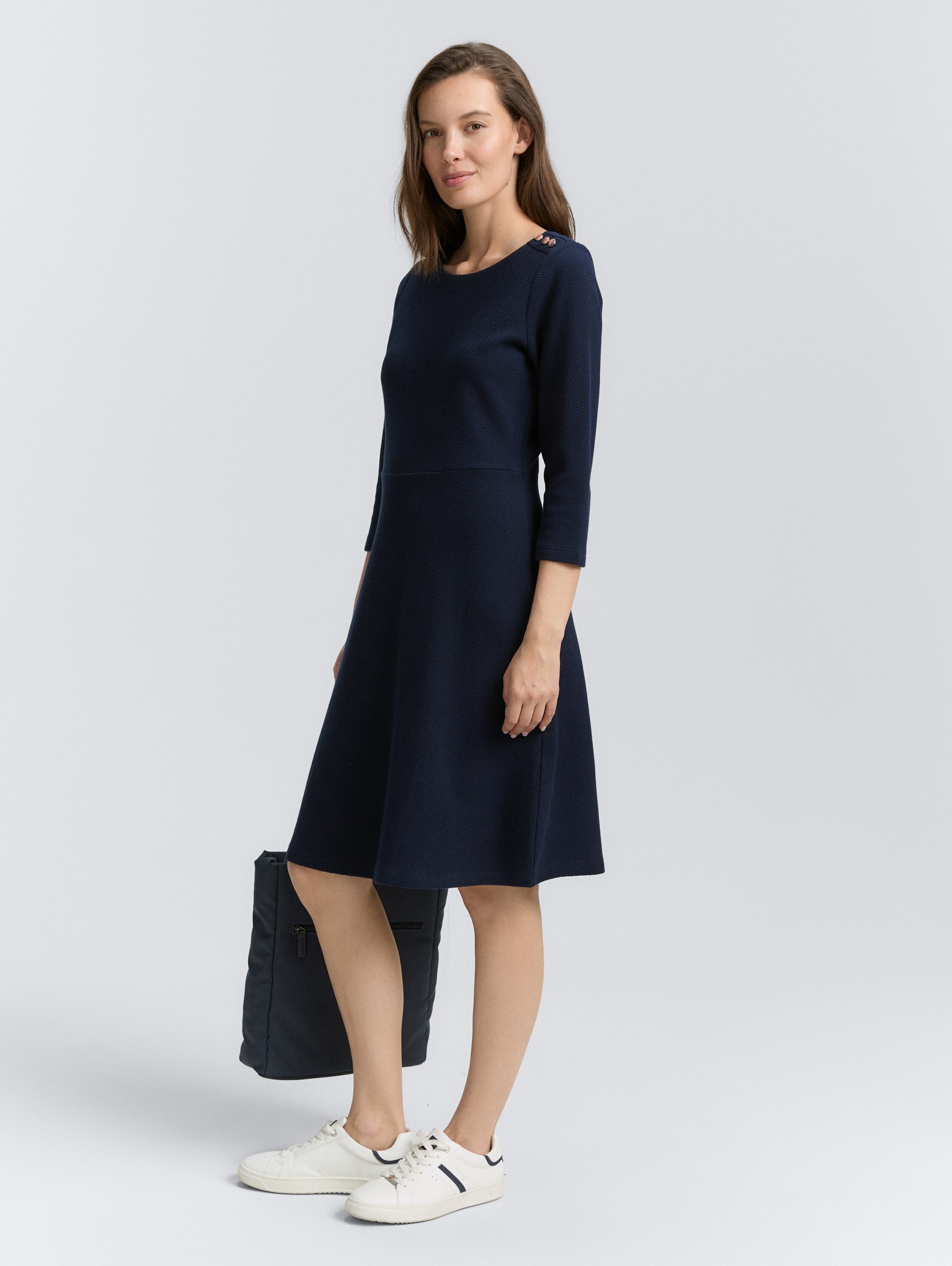 Jersey jurk met knoopdetails - sky_captain_blue_1 - 