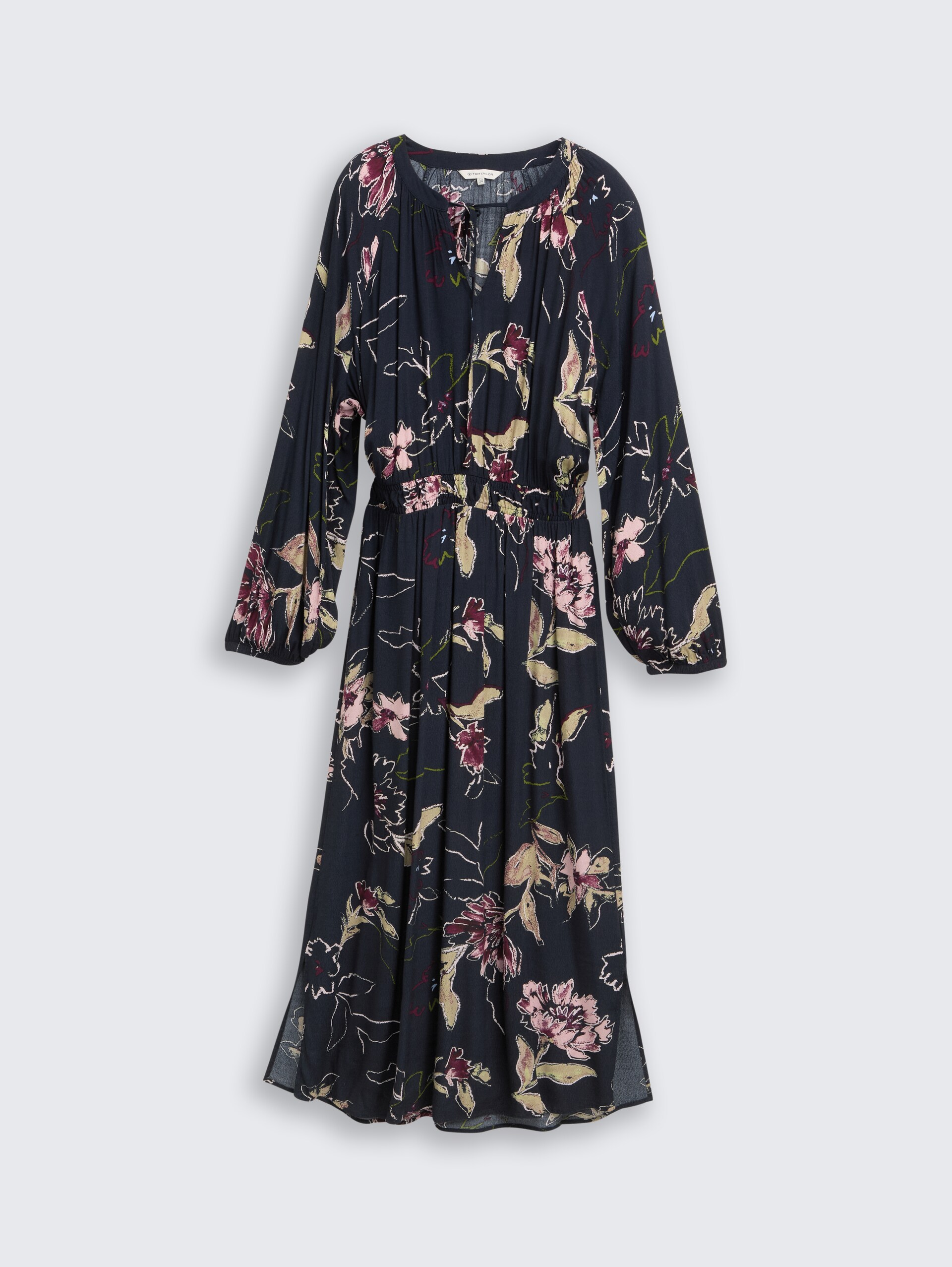 Maxi dress with floral pattern in blue by Tom Tailor