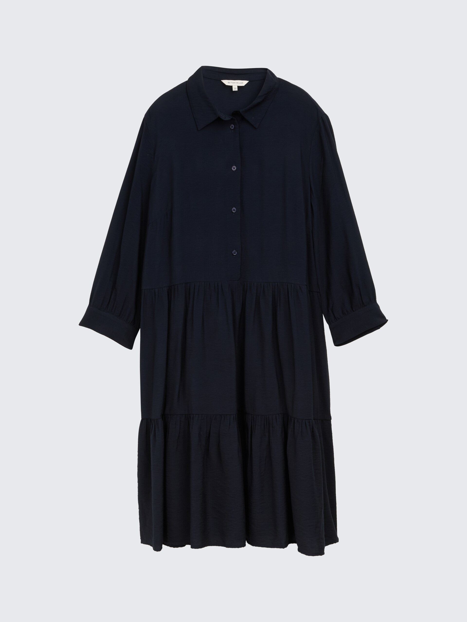 Crinkle dress with flounces in blue by Tom Tailor