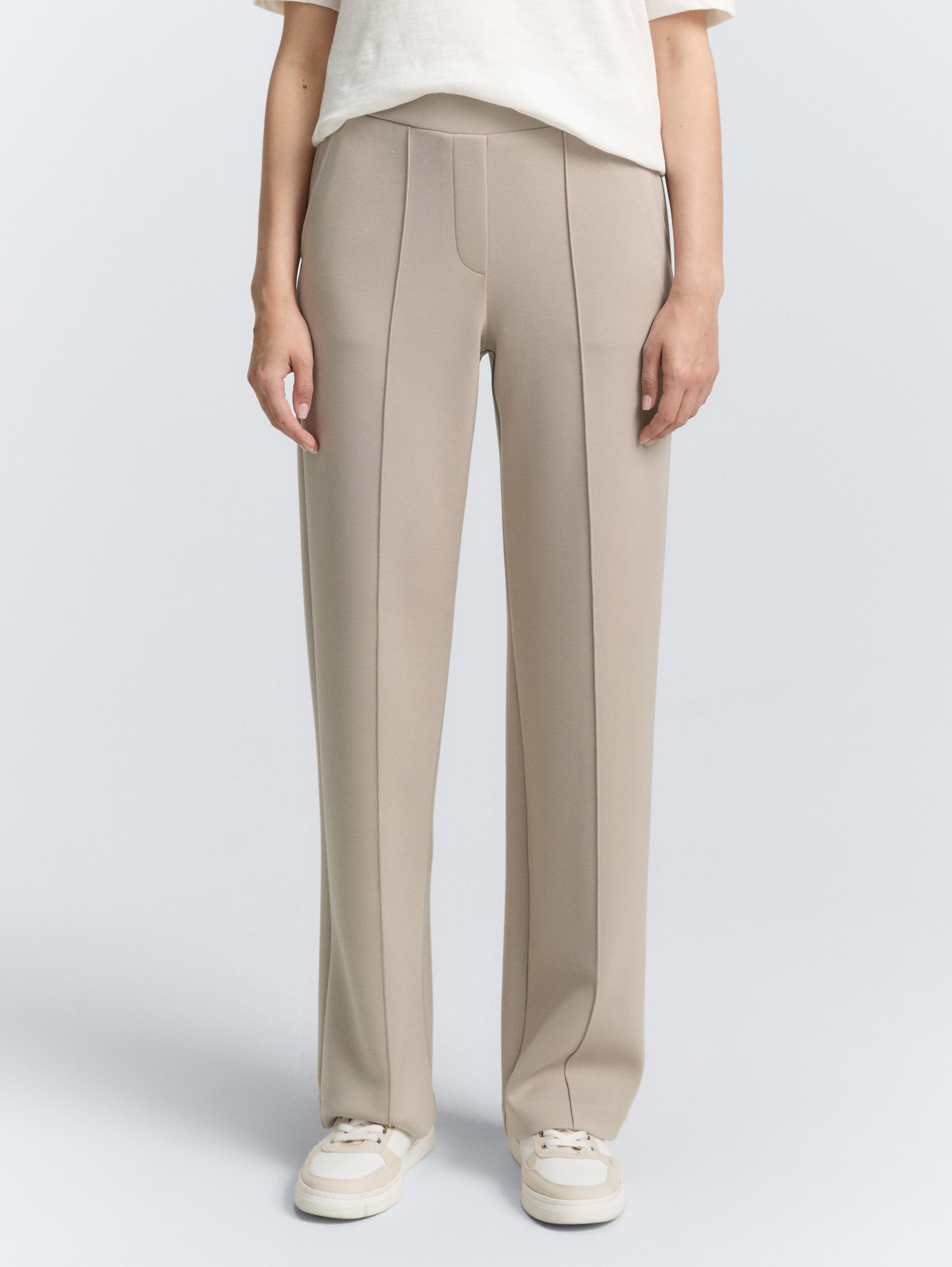 Loose straight scuba trousers - soft_taupe_grey - 