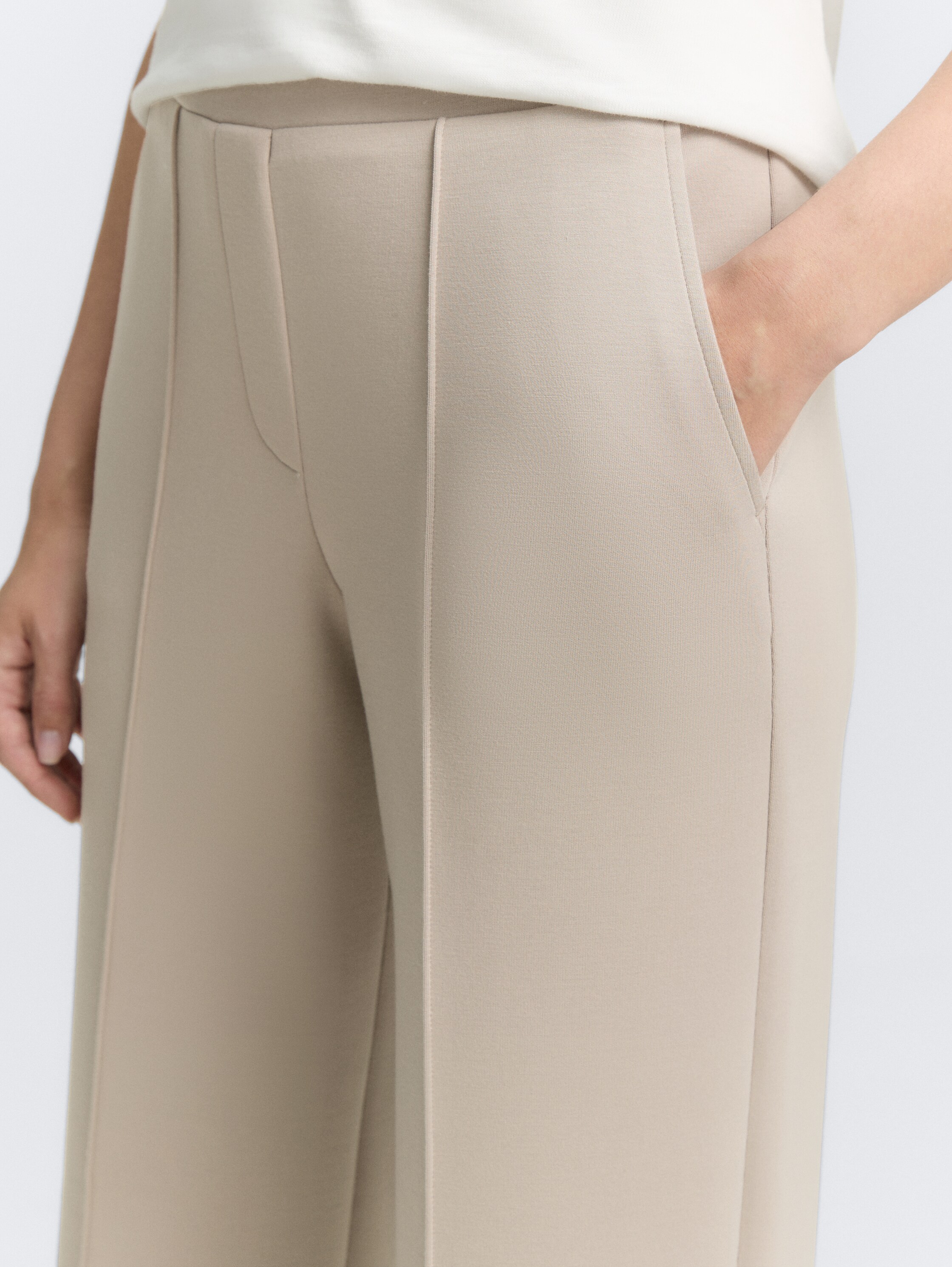 Loose straight scuba trousers - soft_taupe_grey - 