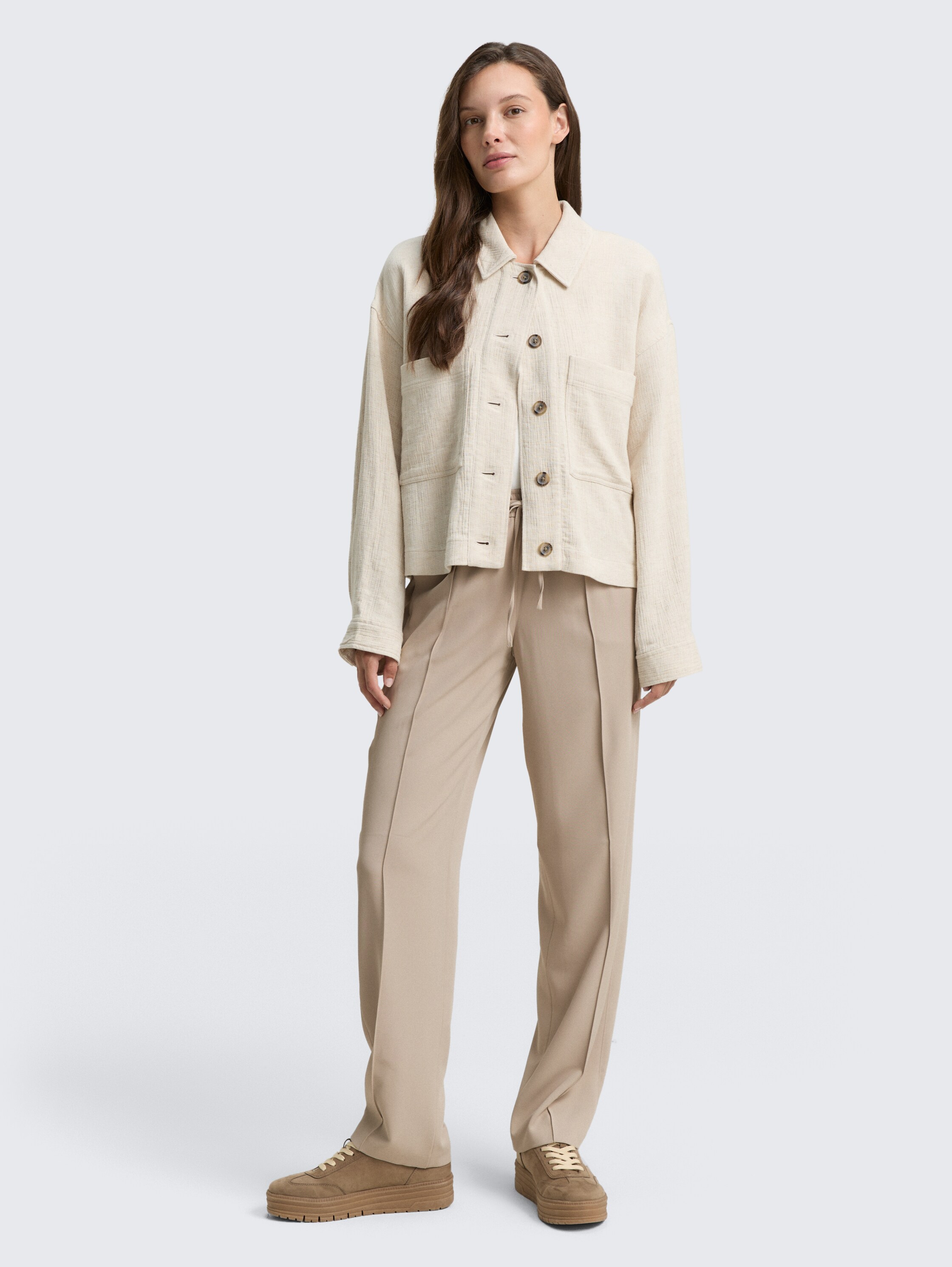 Loose Straight Hose - soft taupe grey - Model-Vorderansicht