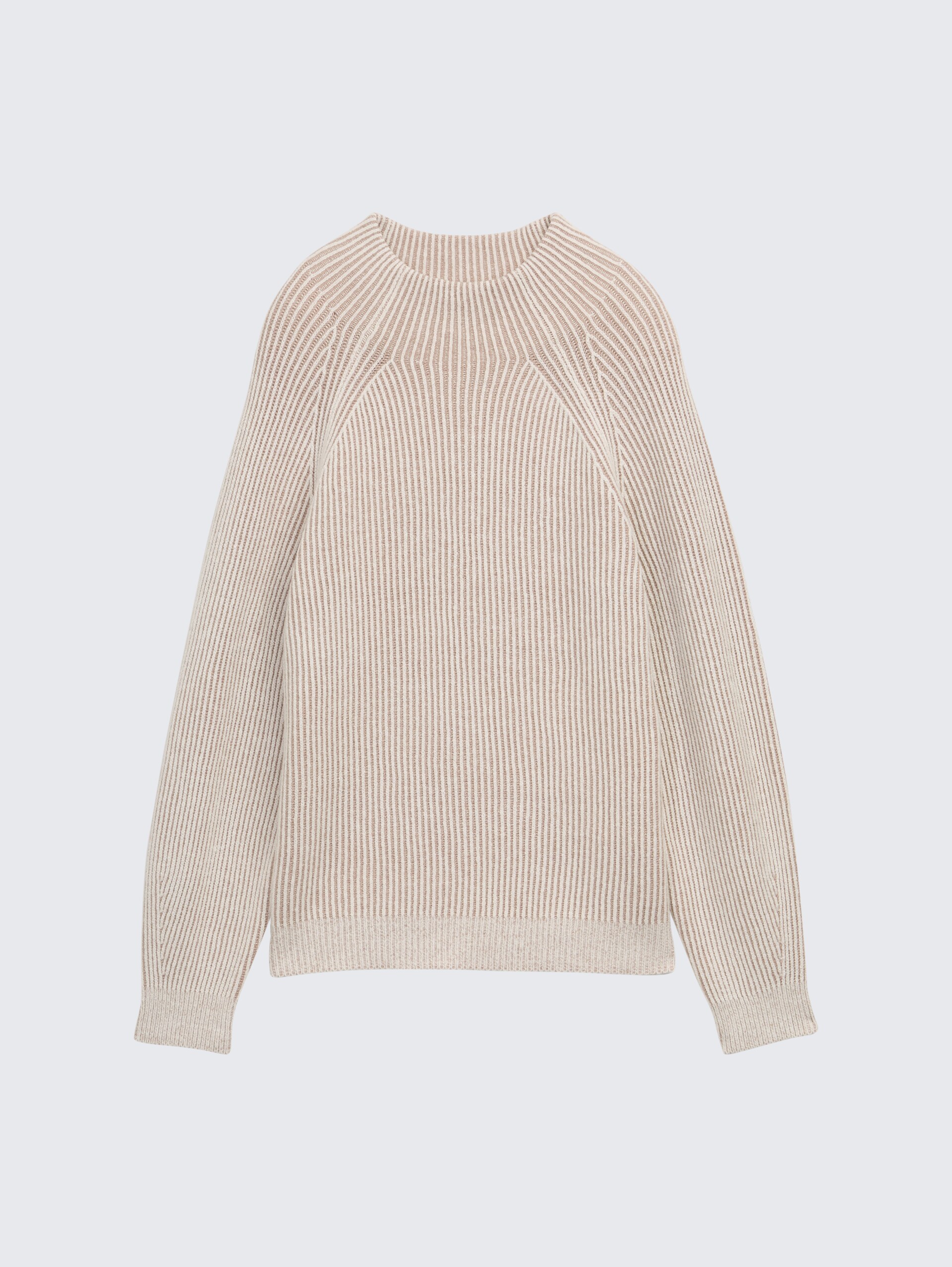 Loose Fit Strickpullover mit Stehkragen - soft taupe rib structure